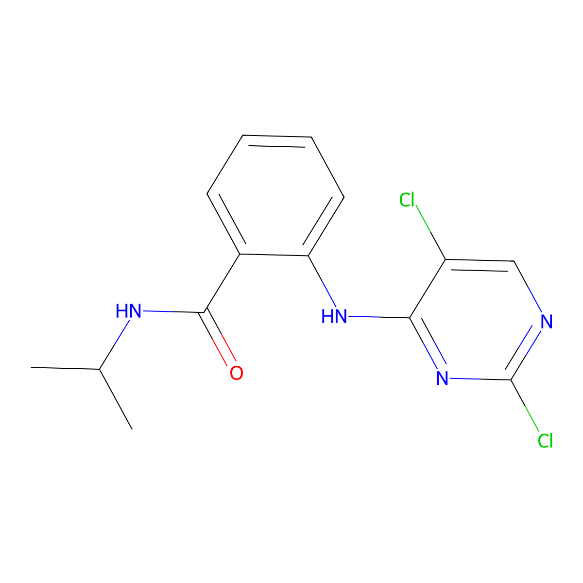 2-[(2,5-dichloro-4-pyrimidinyl)amino]-N-(1-methylethyl)benzamide molecular structure, CAS 1022970-74-6