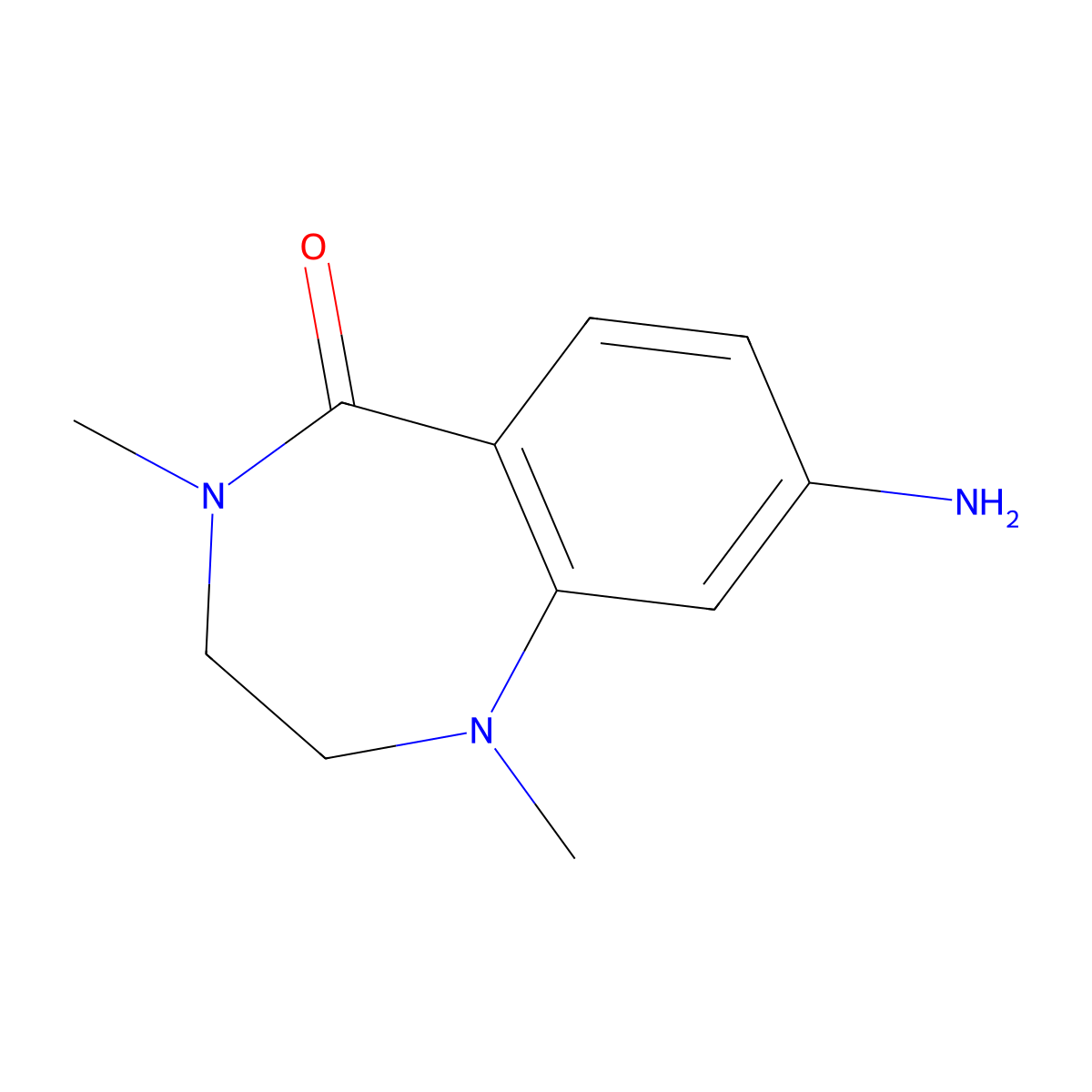 8-amino-1,4-dimethyl-2,3,4,5-tetrahydro-1H-1,4-benzodiazepin-5-one molecular structure, CAS 1022972-39-9