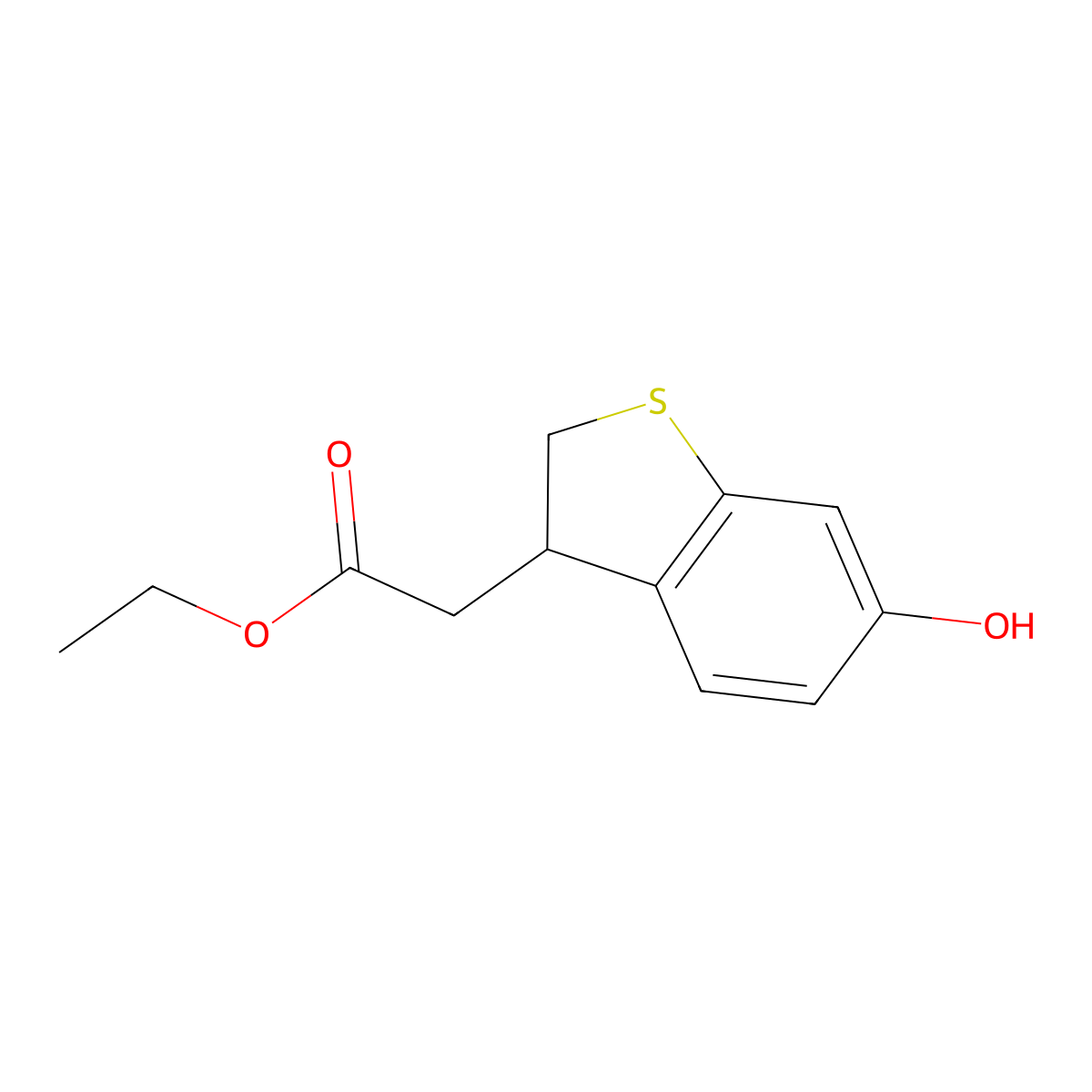 (R)-Ethyl 2-(6-hydroxy-2,3-dihydrobenzo[b]thiophen-3-yl)acetate molecular structure, CAS 1022980-00-2