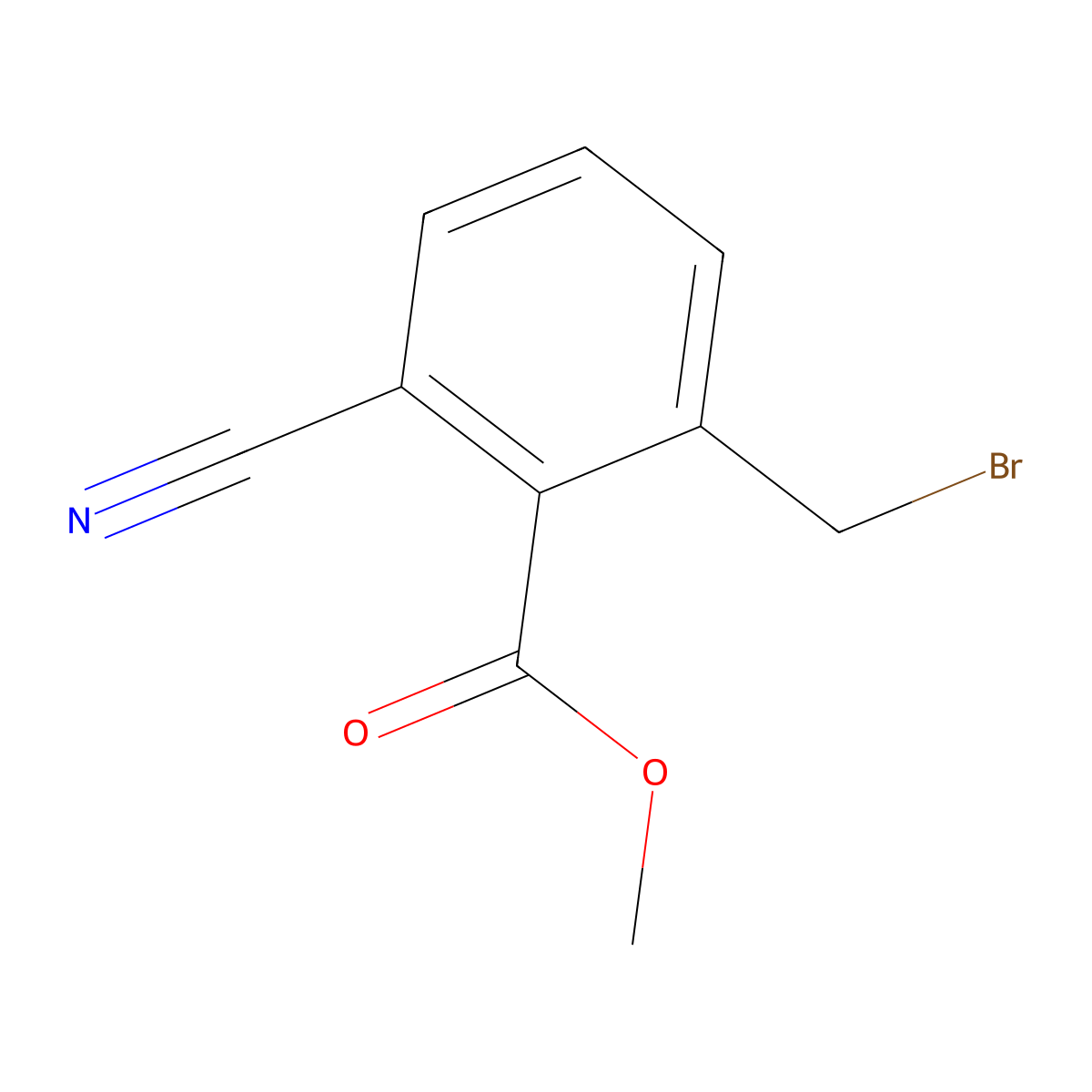 Methyl 2-(bromomethyl)-6-cyanobenzoate molecular structure, CAS 1022980-69-3