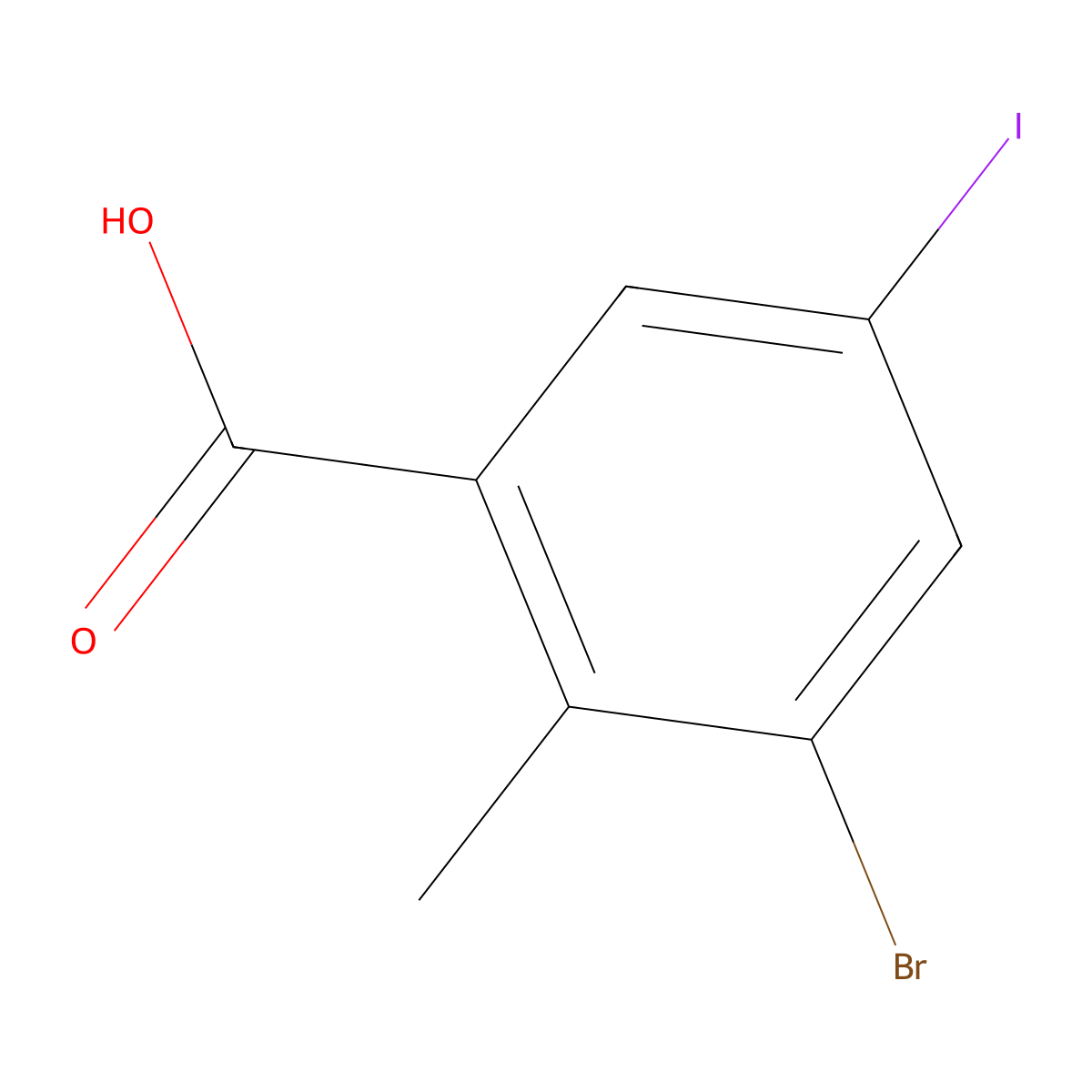 3-Bromo-5-iodo-2-methylbenzoic acid molecular structure, CAS 1022983-50-1