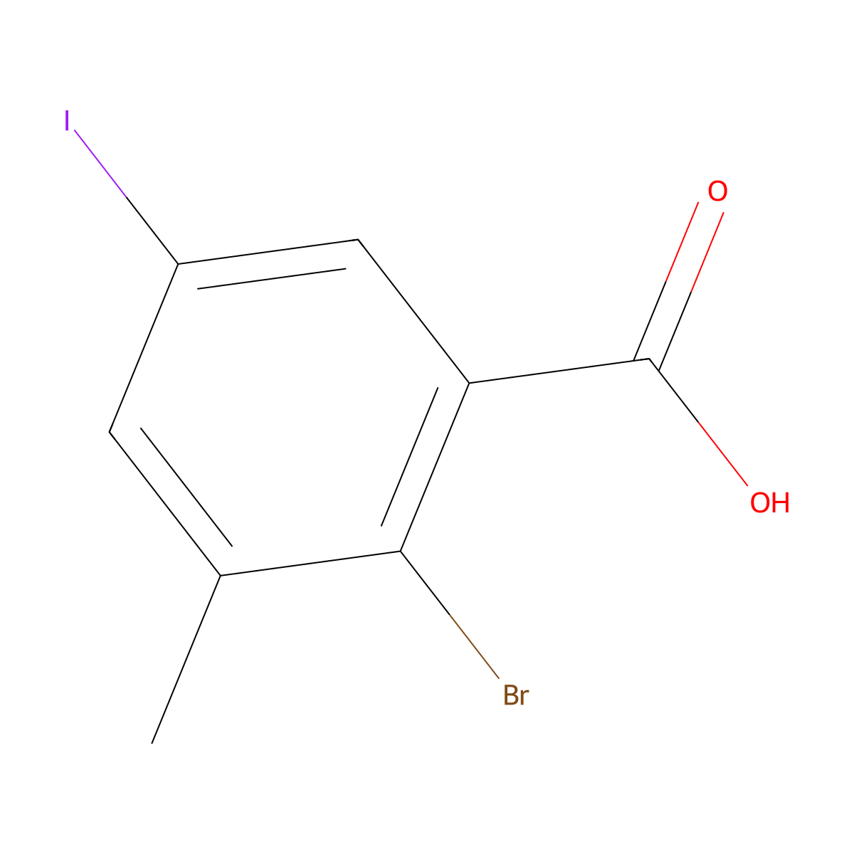 2-Bromo-5-iodo-3-methylbenzoic acid molecular structure, CAS 1022983-52-3