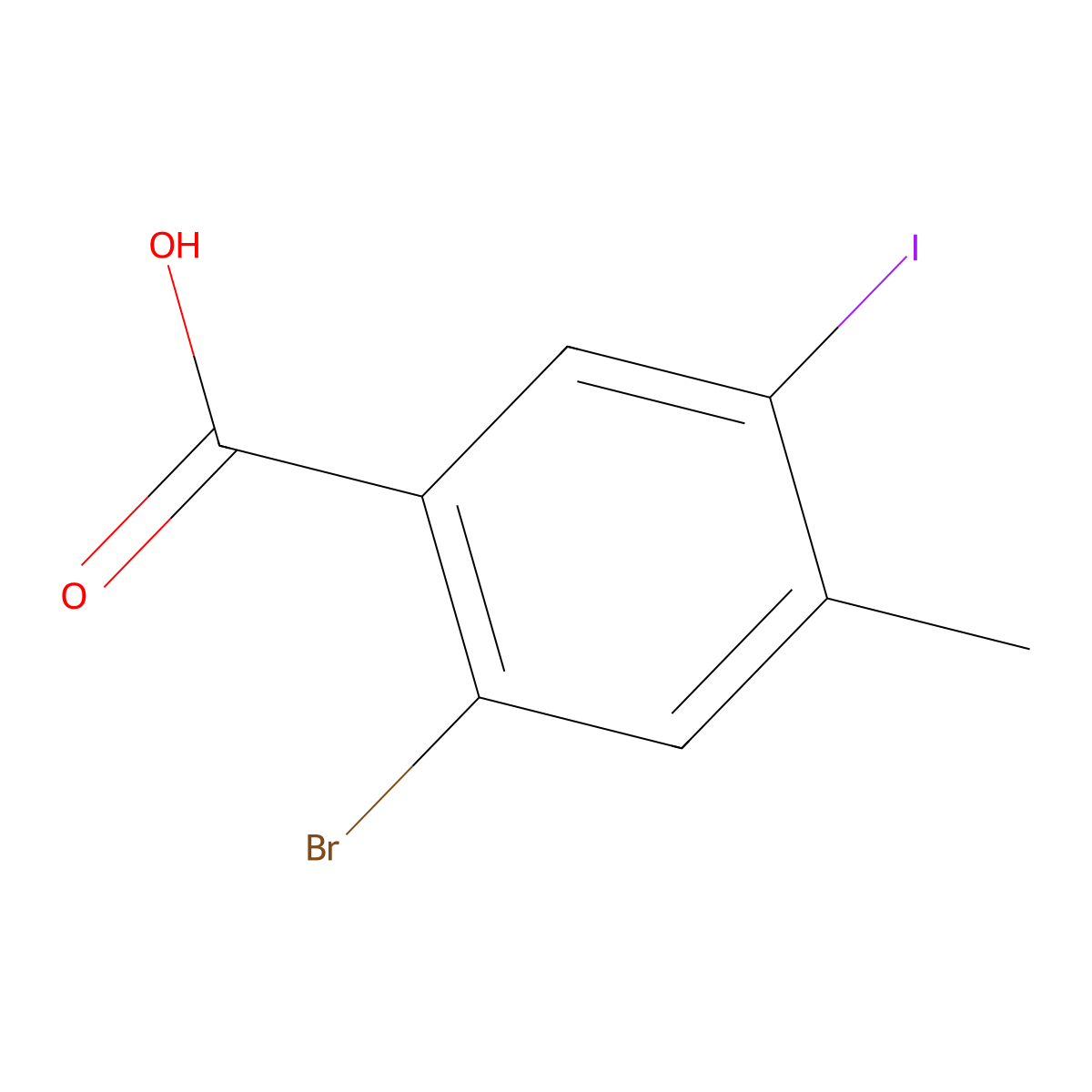 2-Bromo-5-iodo-4-methylbenzoic acid molecular structure, CAS 1022983-53-4