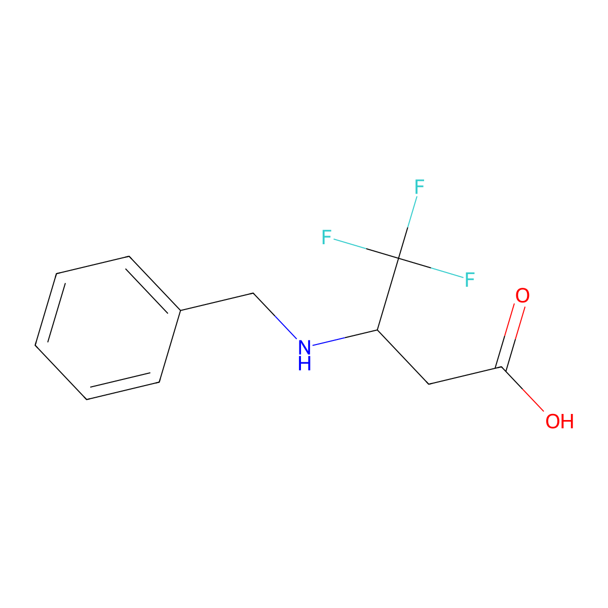 3-(Benzylamino)-4,4,4-trifluorobutanoic acid molecular structure, CAS 1022990-69-7