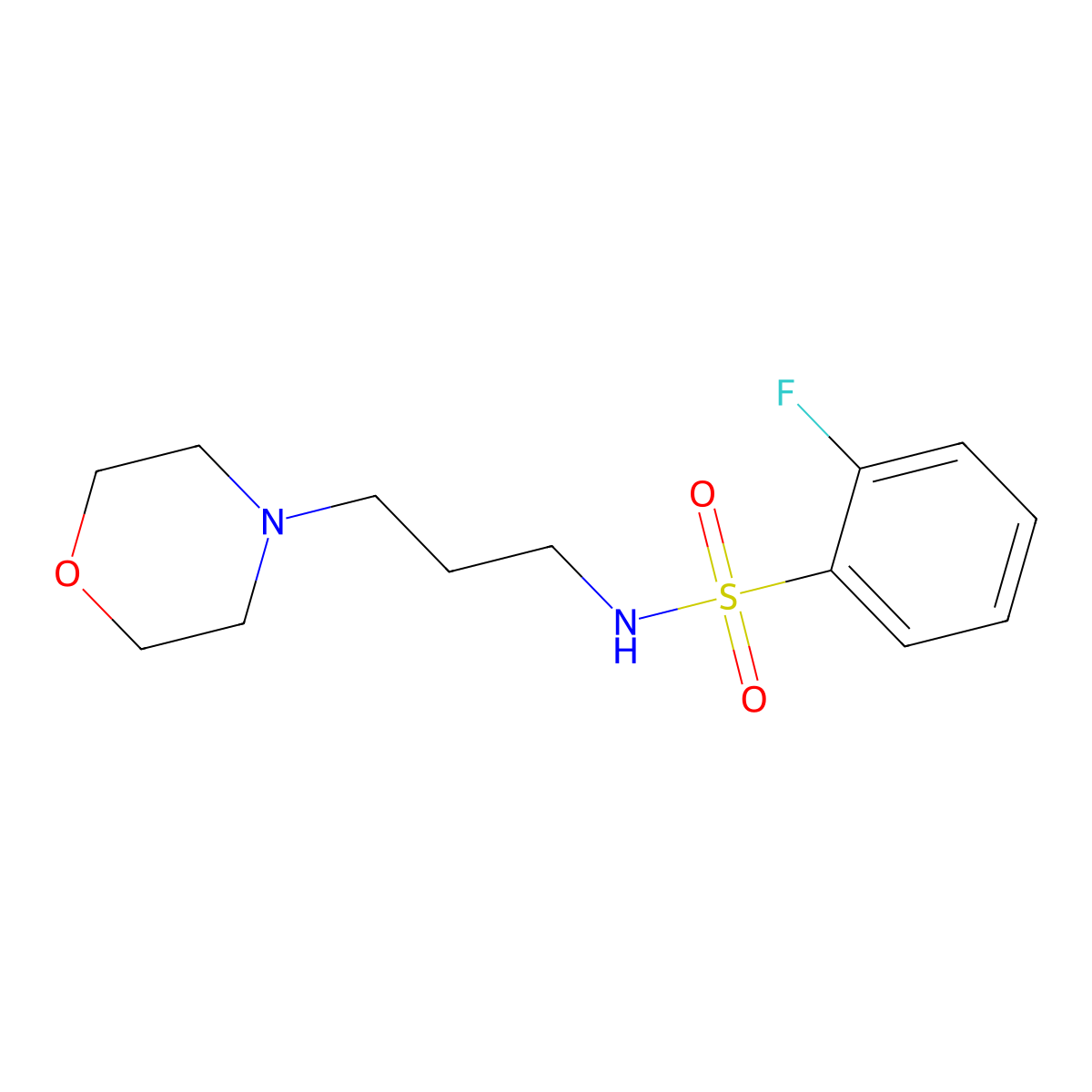 2-fluoro-N-(3-morpholin-4-ylpropyl)benzenesulfonamide molecular structure, CAS 1022996-69-5