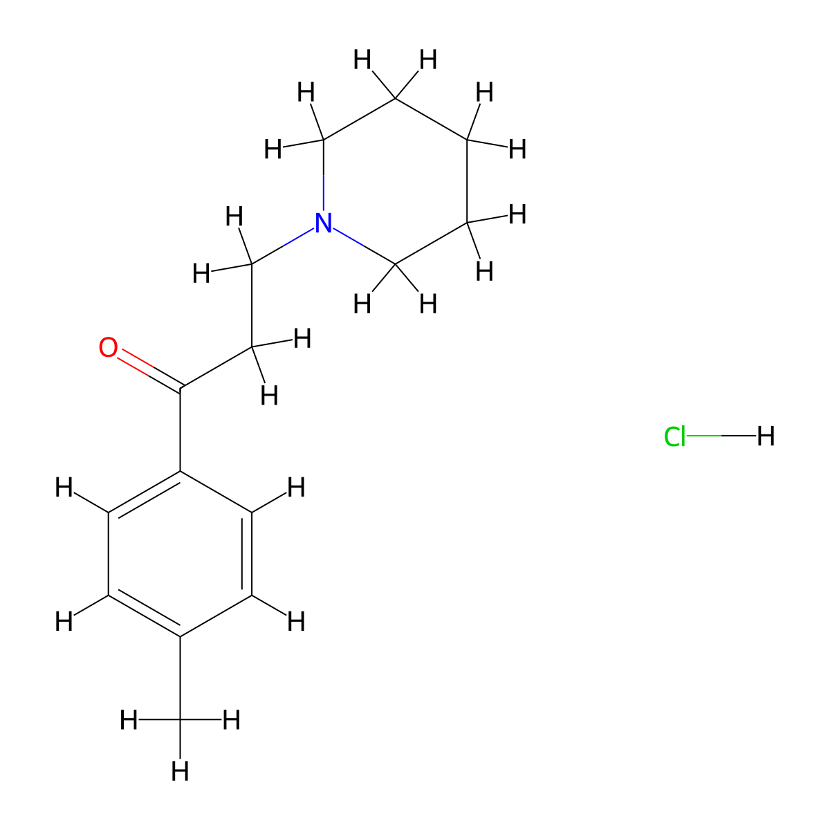 1-Propanone, 1-(4-methylphenyl)-3-(1-piperidinyl)-, hydrochloride (1:1) molecular structure, CAS 1023-20-7