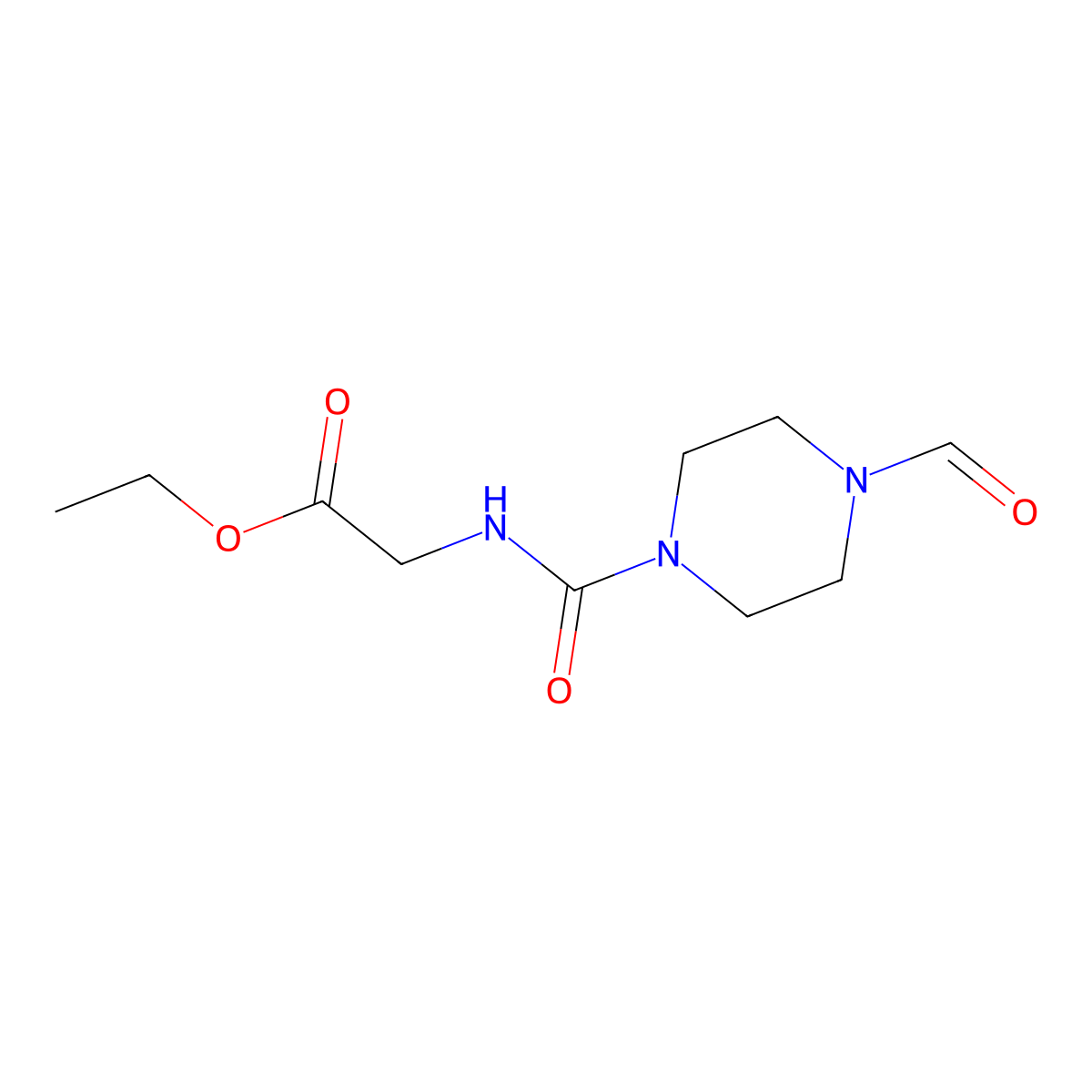 Ethyl 2-[(4-formylpiperazine-1-carbonyl)amino]acetate molecular structure, CAS 1023021-15-9