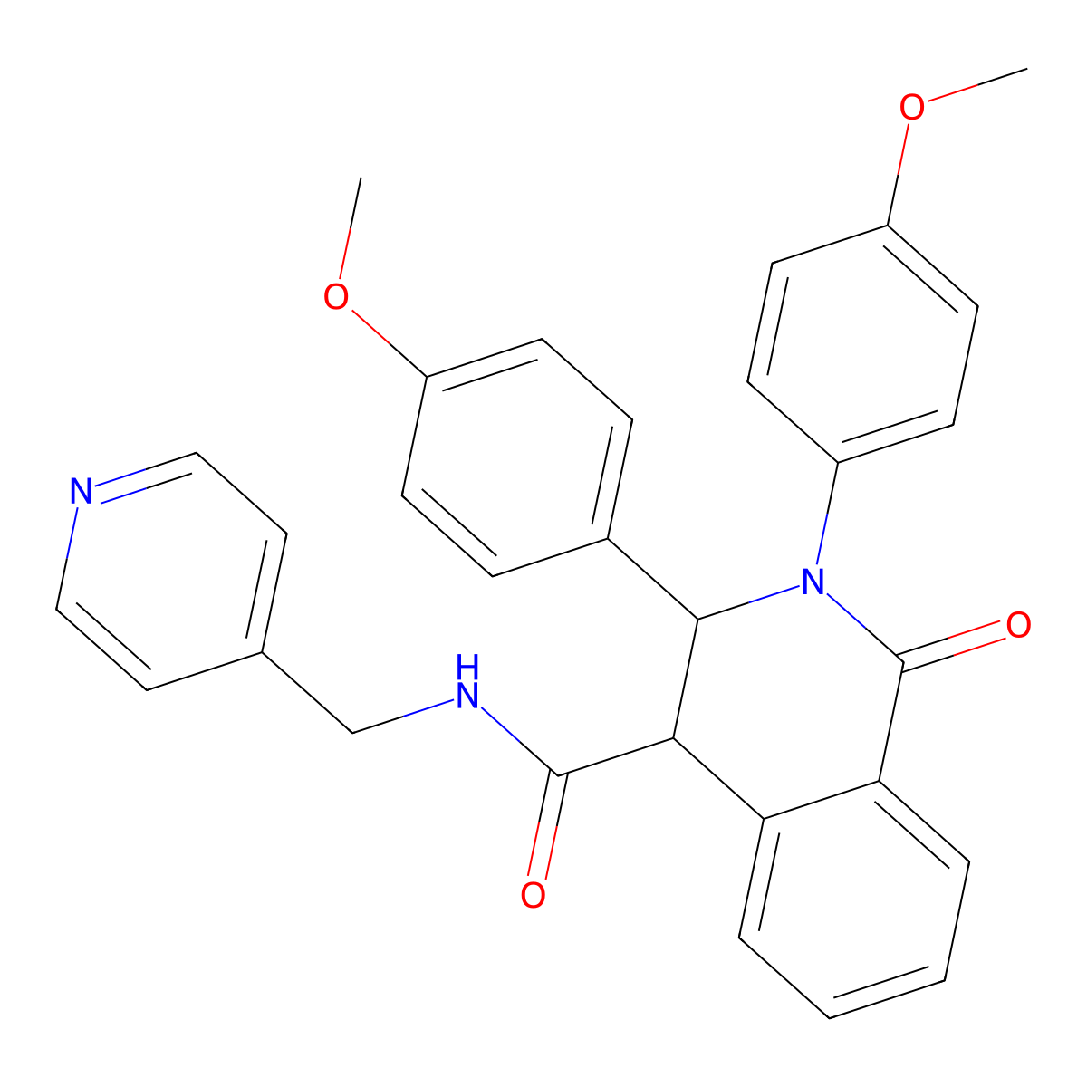 2,3-bis(4-methoxyphenyl)-1-oxo-N-(pyridin-4-ylmethyl)-3,4-dihydroisoquinoline-4-carboxamide molecular structure, CAS 1023029-69-7