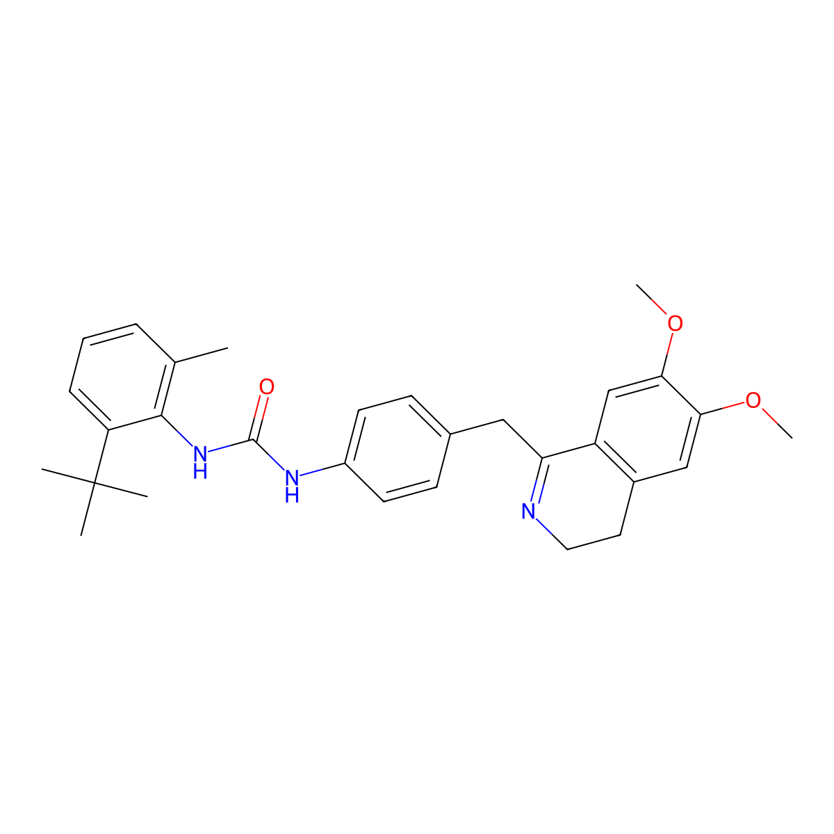 1-(4-((6,7-Dimethoxy(3,4-dihydroisoquinolyl))methyl)phenyl)-3-(2-(tert-butyl)-6-methylphenyl)urea molecular structure, CAS 1023029-76-6