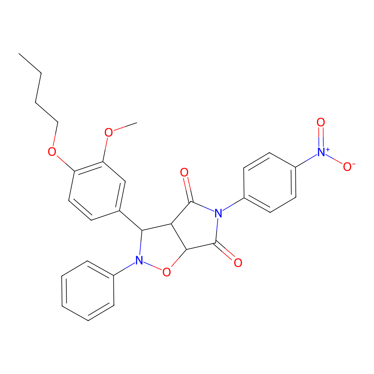 3-(4-butoxy-3-methoxyphenyl)-5-(4-nitrophenyl)-2-phenyldihydro-2H-pyrrolo[3,4-d][1,2]oxazole-4,6(3H,5H)-dione molecular structure, CAS 1023033-11-5