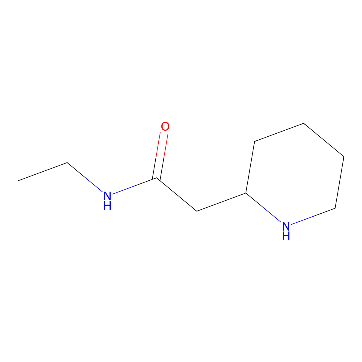 N-ethyl-2-(piperidin-2-yl)acetamide molecular structure, CAS 102308-44-1