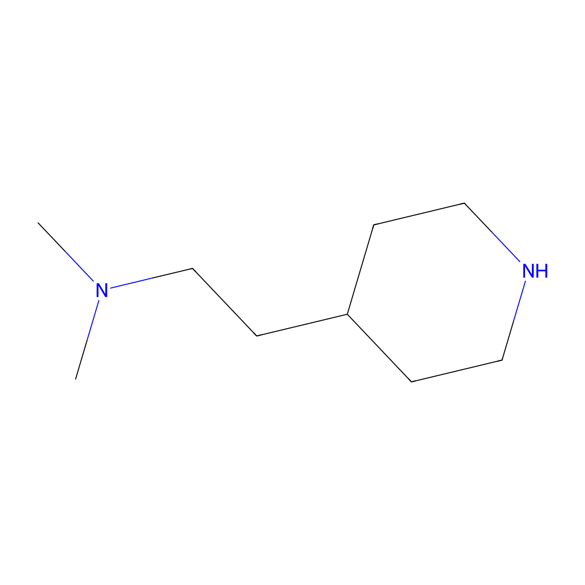 Dimethyl(2-(piperidin-4-yl)ethyl)amine molecular structure, CAS 102308-48-5
