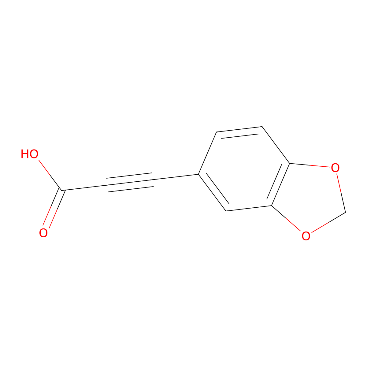 3-(2H-1,3-benzodioxol-5-yl)prop-2-ynoic acid molecular structure, CAS 10231-46-6