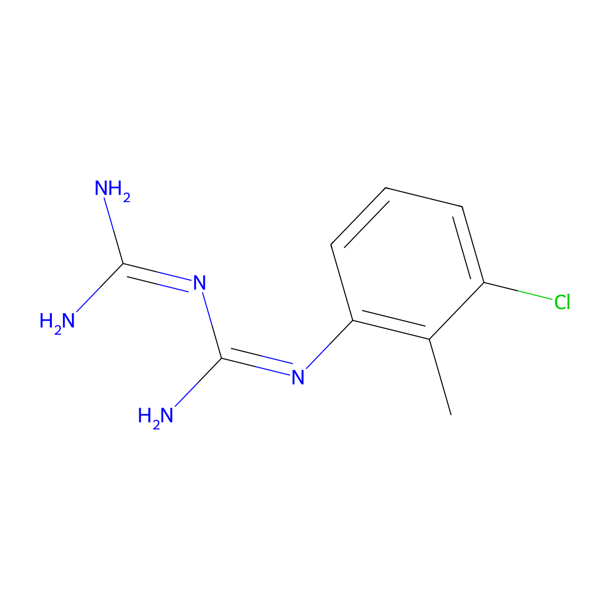 N-(3-chloro-2-methylphenyl)imidodicarbonimidic diamide molecular structure, CAS 102312-52-7