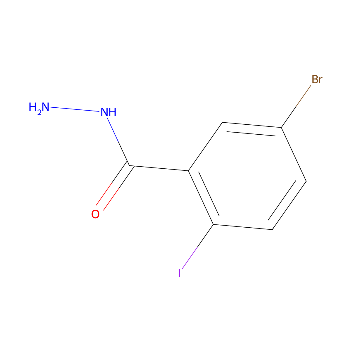 5-Bromo-2-iodobenzohydrazide molecular structure, CAS 1023146-61-3