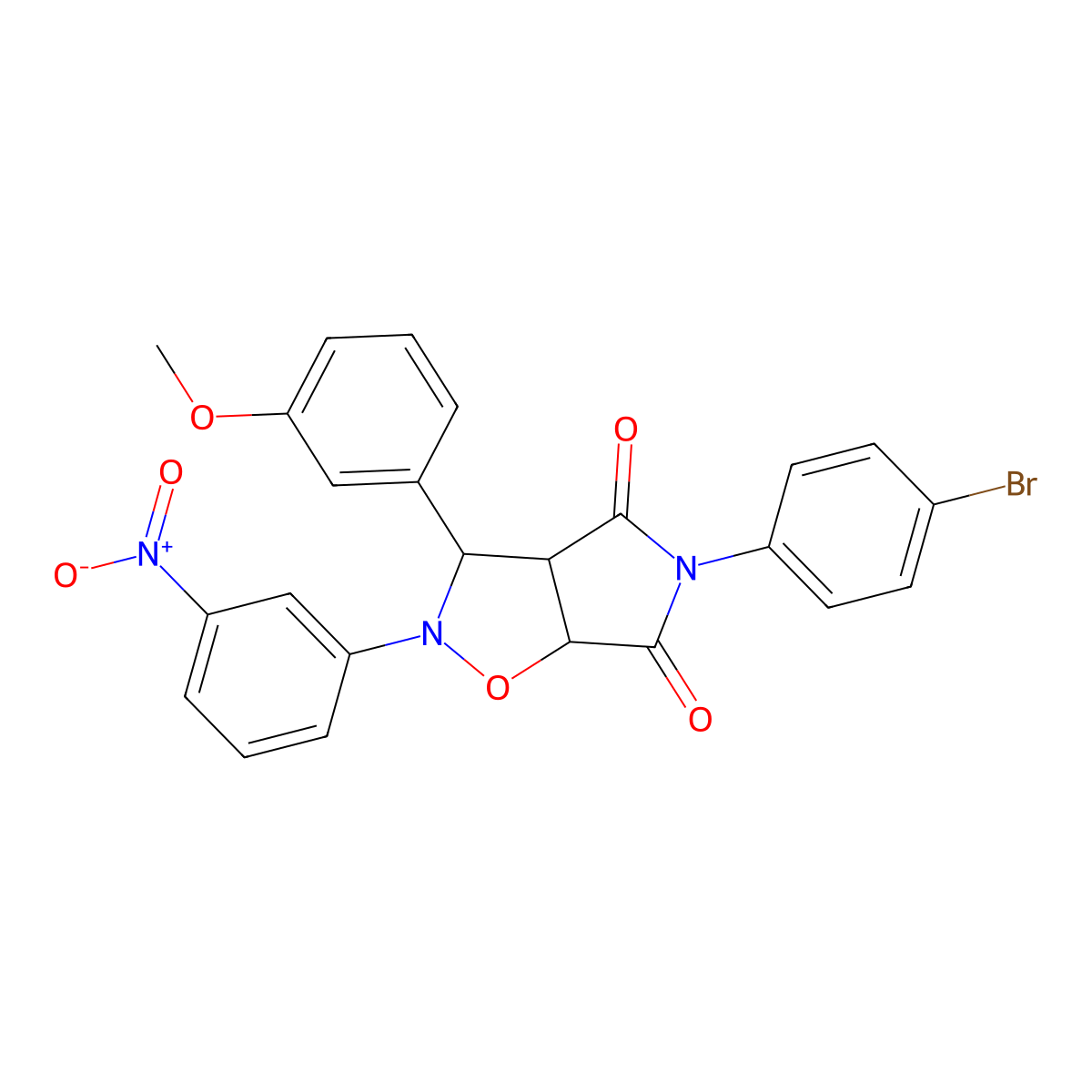 5-(4-bromophenyl)-3-(3-methoxyphenyl)-2-(3-nitrophenyl)dihydro-2H-pyrrolo[3,4-d][1,2]oxazole-4,6(3H,5H)-dione molecular structure, CAS 1023156-39-9