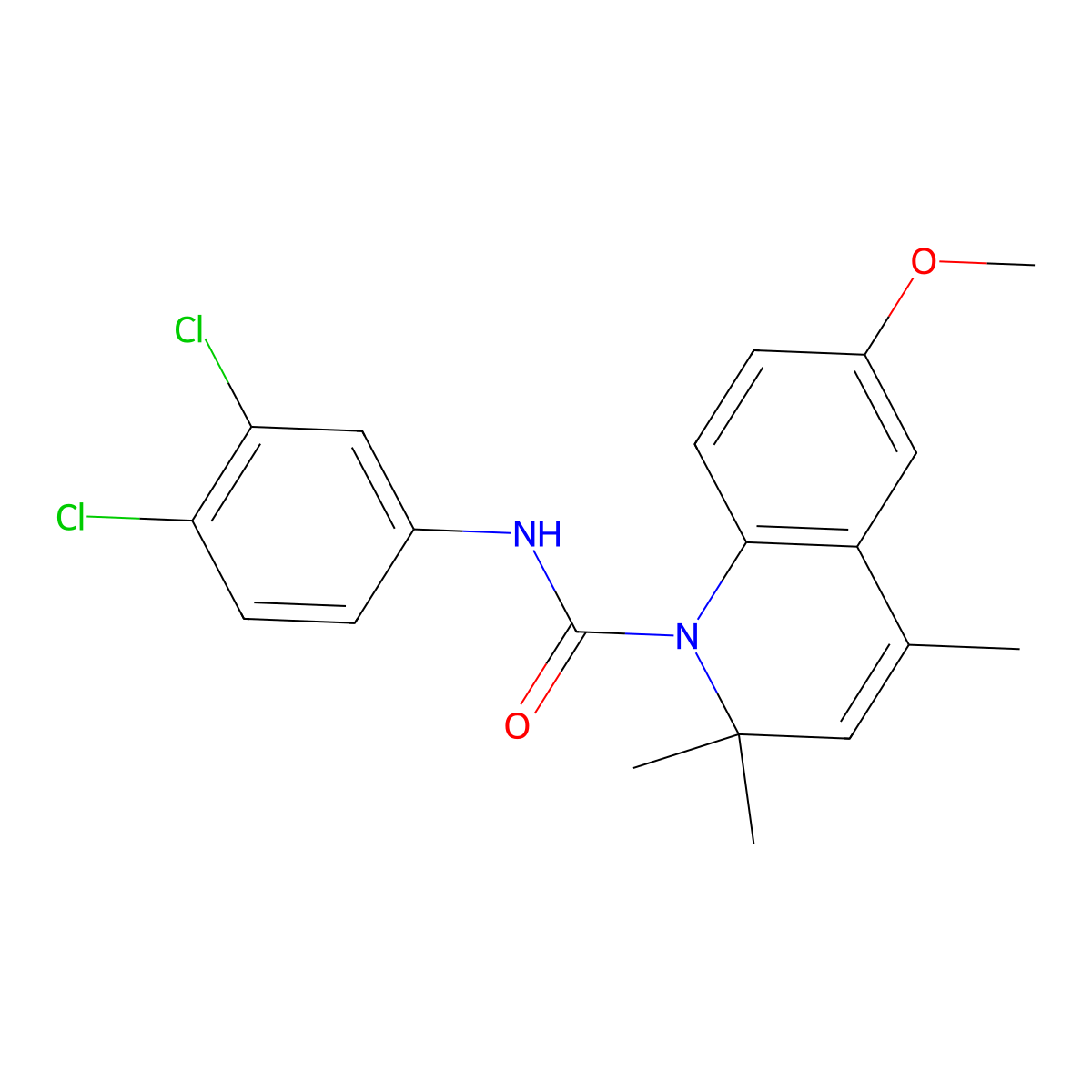 N-(3,4-dichlorophenyl)-6-methoxy-2,2,4-trimethylquinoline-1(2H)-carboxamide molecular structure, CAS 102316-15-4