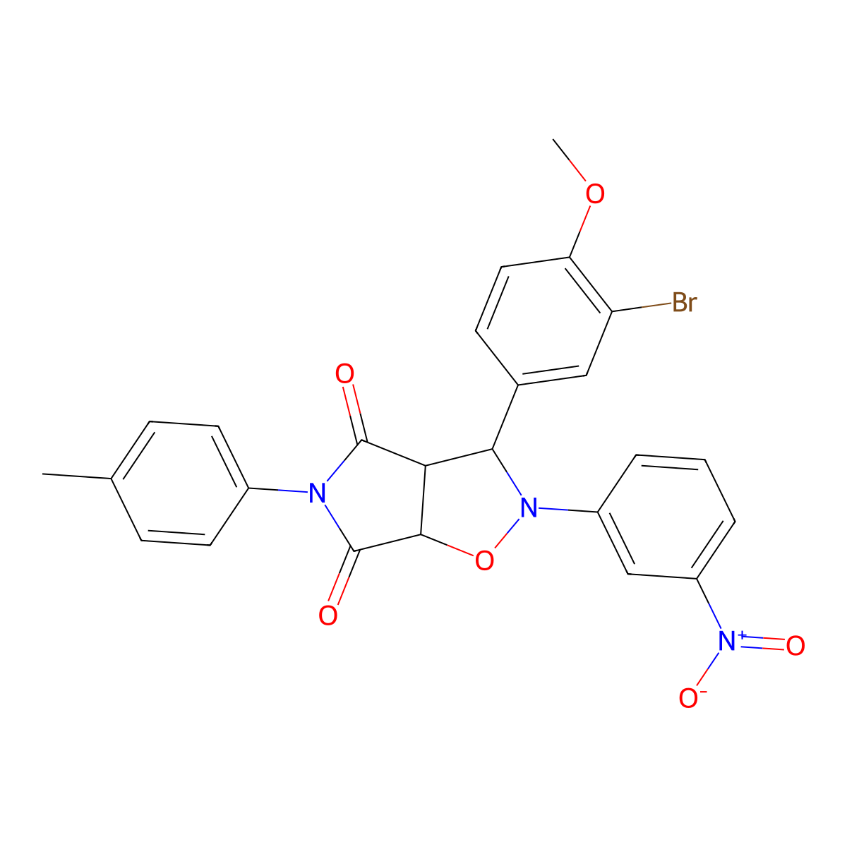 3-(3-bromo-4-methoxyphenyl)-5-(4-methylphenyl)-2-(3-nitrophenyl)dihydro-2H-pyrrolo[3,4-d][1,2]oxazole-4,6(3H,5H)-dione molecular structure, CAS 1023189-69-6