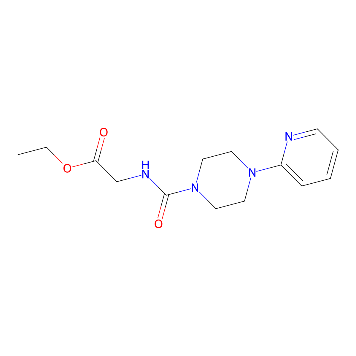 Ethyl 2-((4-(2-pyridyl)piperazinyl)carbonylamino)acetate molecular structure, CAS 1023200-35-2