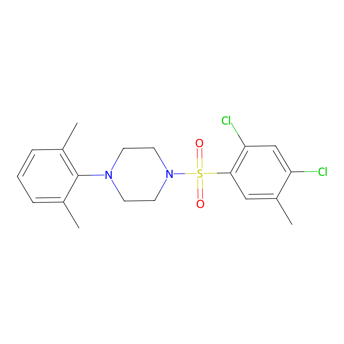 1-(2,4-Dichloro-5-methylphenyl)sulfonyl-4-(2,6-dimethylphenyl)piperazine molecular structure, CAS 1023203-92-0