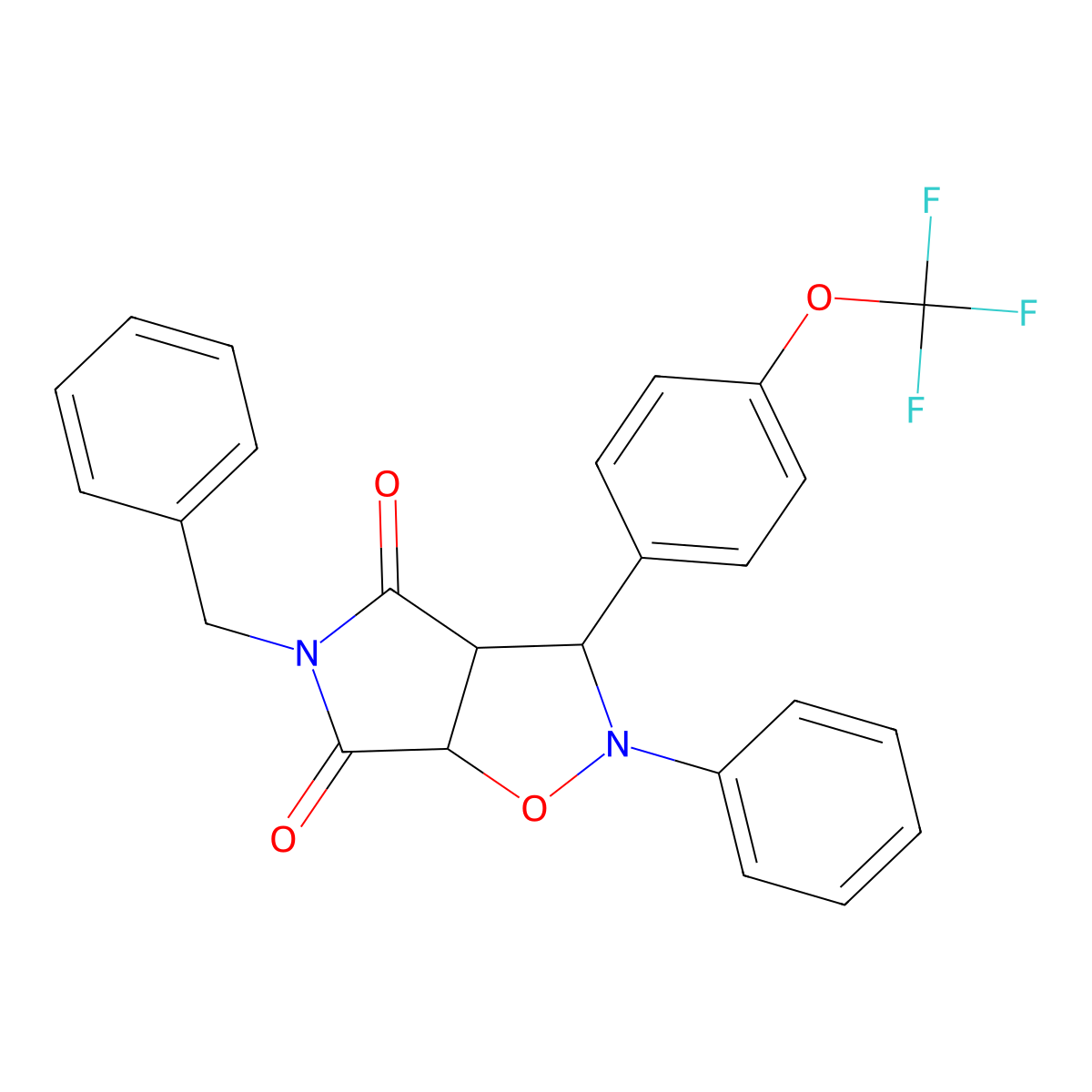 5-benzyl-2-phenyl-3-[4-(trifluoromethoxy)phenyl]dihydro-2H-pyrrolo[3,4-d][1,2]oxazole-4,6(3H,5H)-dione molecular structure, CAS 1023208-73-2