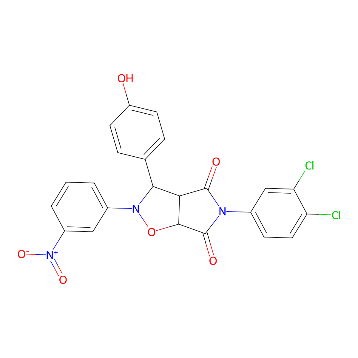 5-(3,4-dichlorophenyl)-3-(4-hydroxyphenyl)-2-(3-nitrophenyl)dihydro-2H-pyrrolo[3,4-d][1,2]oxazole-4,6(3H,5H)-dione molecular structure, CAS 1023209-17-7