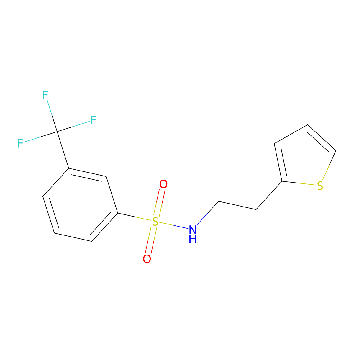 N-(2-thiophen-2-ylethyl)-3-(trifluoromethyl)benzenesulfonamide molecular structure, CAS 1023212-35-2