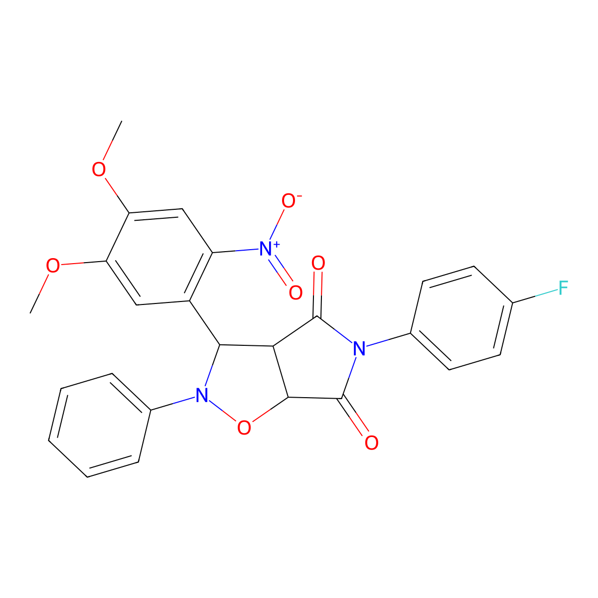 3-(4,5-dimethoxy-2-nitrophenyl)-5-(4-fluorophenyl)-2-phenyldihydro-2H-pyrrolo[3,4-d][1,2]oxazole-4,6(3H,5H)-dione molecular structure, CAS 1023233-53-5