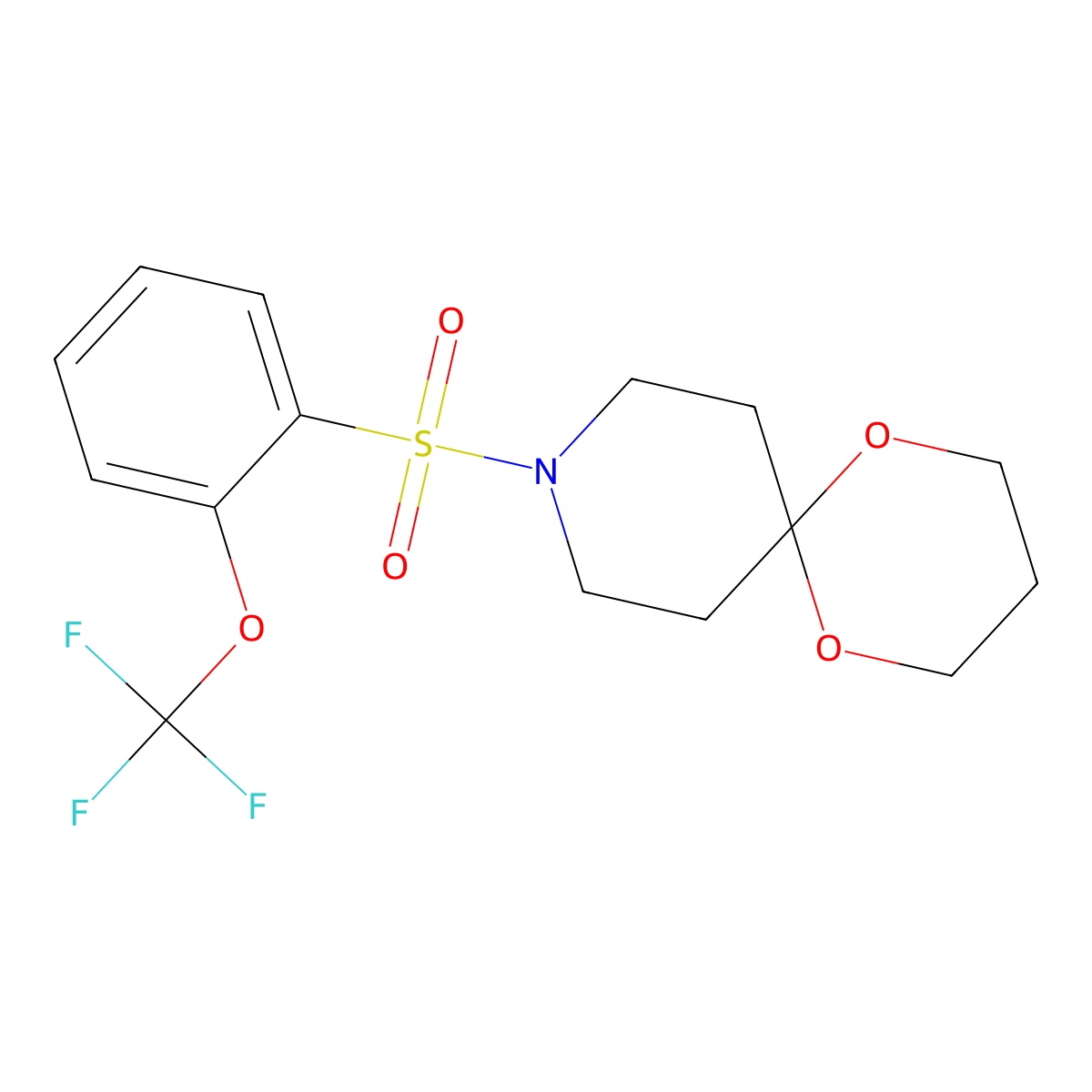 9-((2-(Trifluoromethoxy)phenyl)sulfonyl)-1,5-dioxa-9-azaspiro[5.5]undecane molecular structure, CAS 1023262-80-7