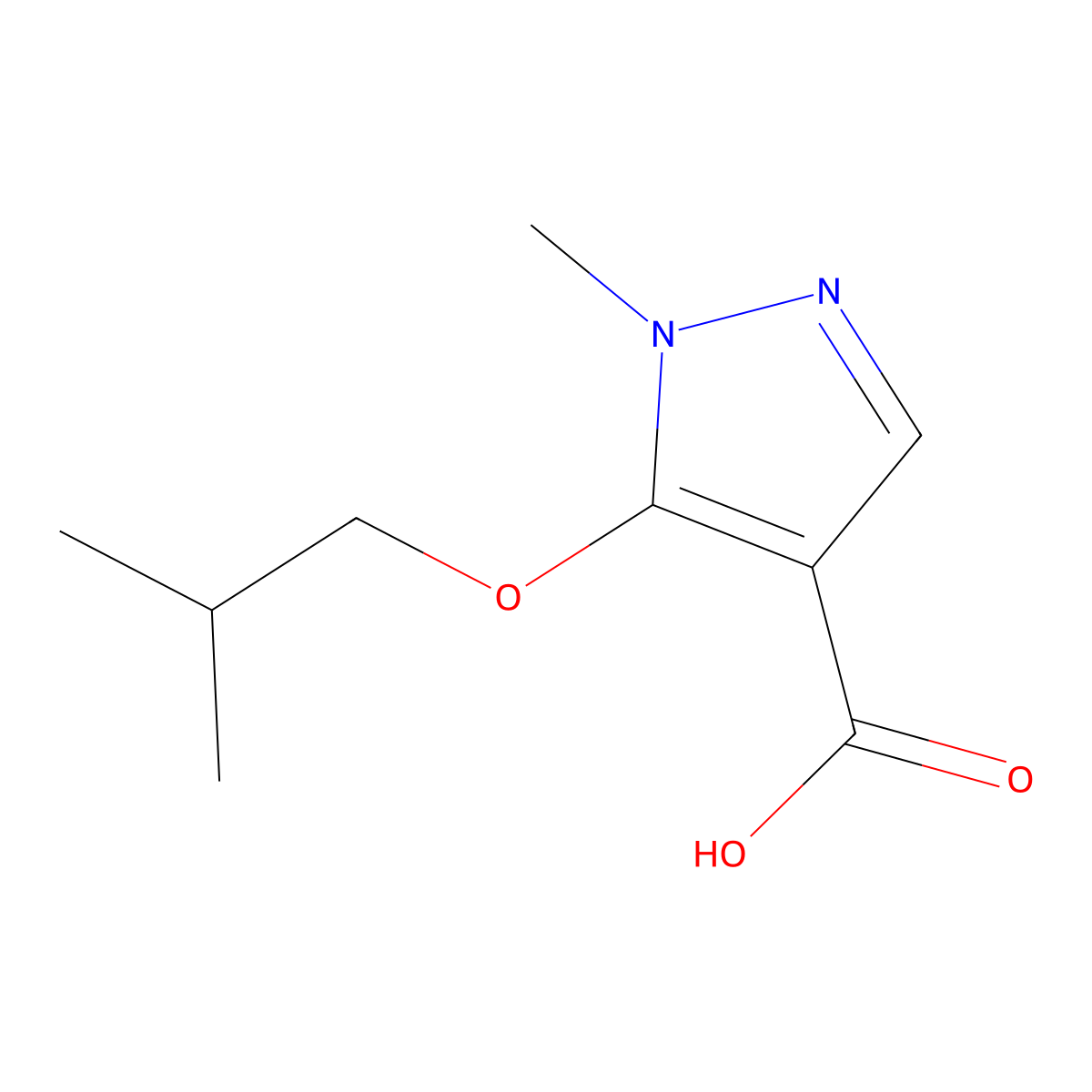 5-Isobutoxy-1-methyl-1H-pyrazole-4-carboxylic acid molecular structure, CAS 1023272-73-2