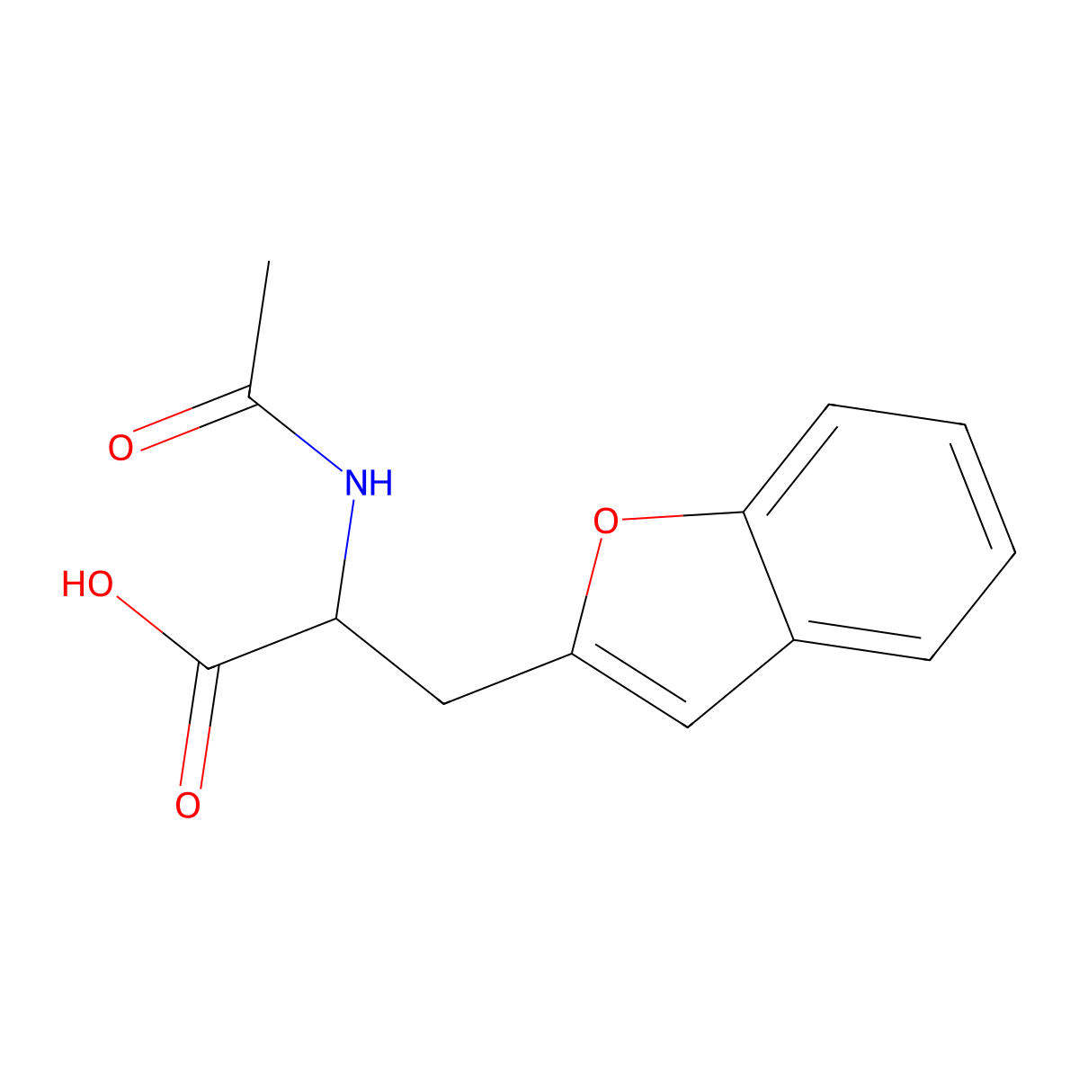 3-(1-Benzofuran-2-yl)-2-acetamidopropanoic acid molecular structure, CAS 1023290-65-4