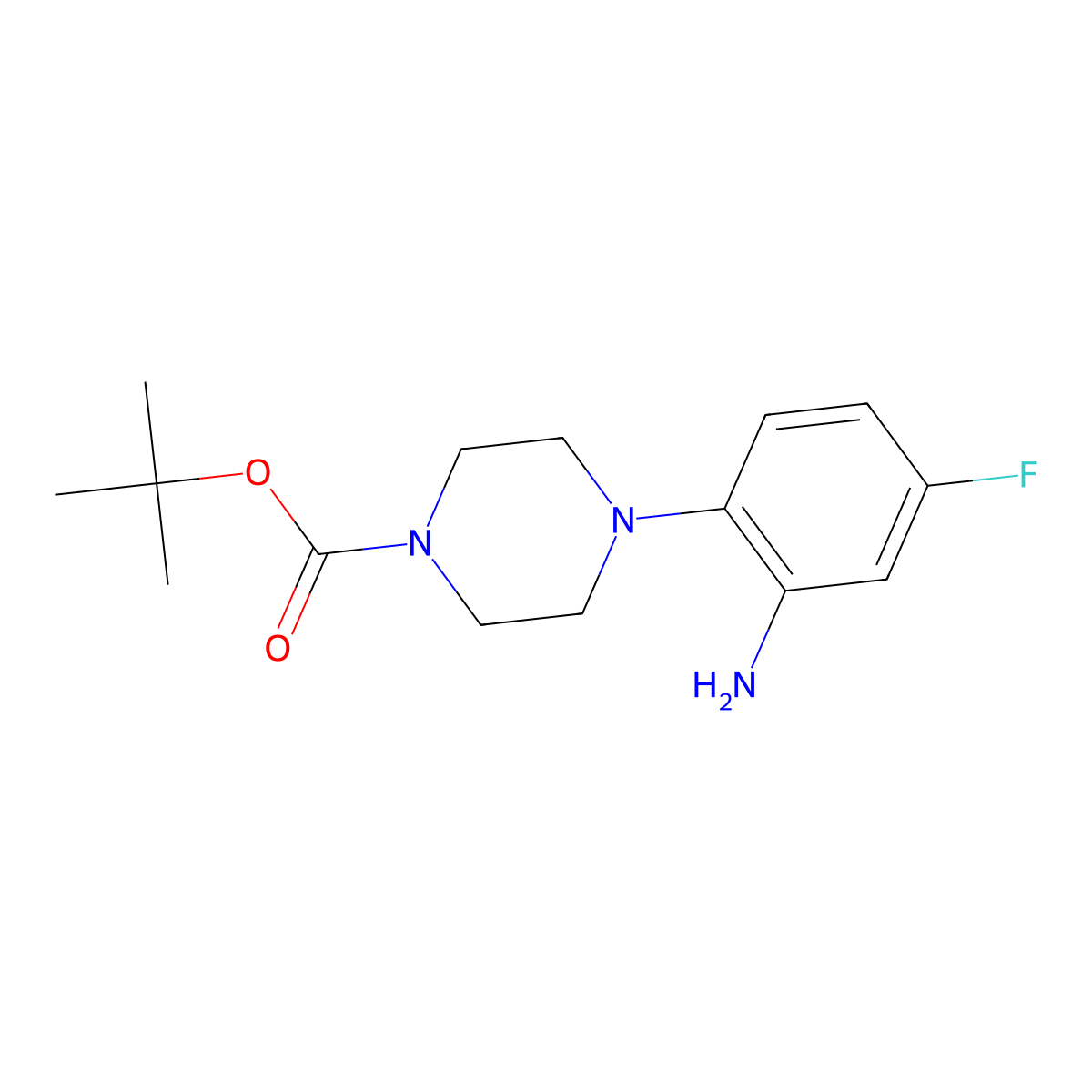 tert-Butyl 4-(2-amino-4-fluorophenyl)piperazine-1-carboxylate molecular structure, CAS 1023298-69-2