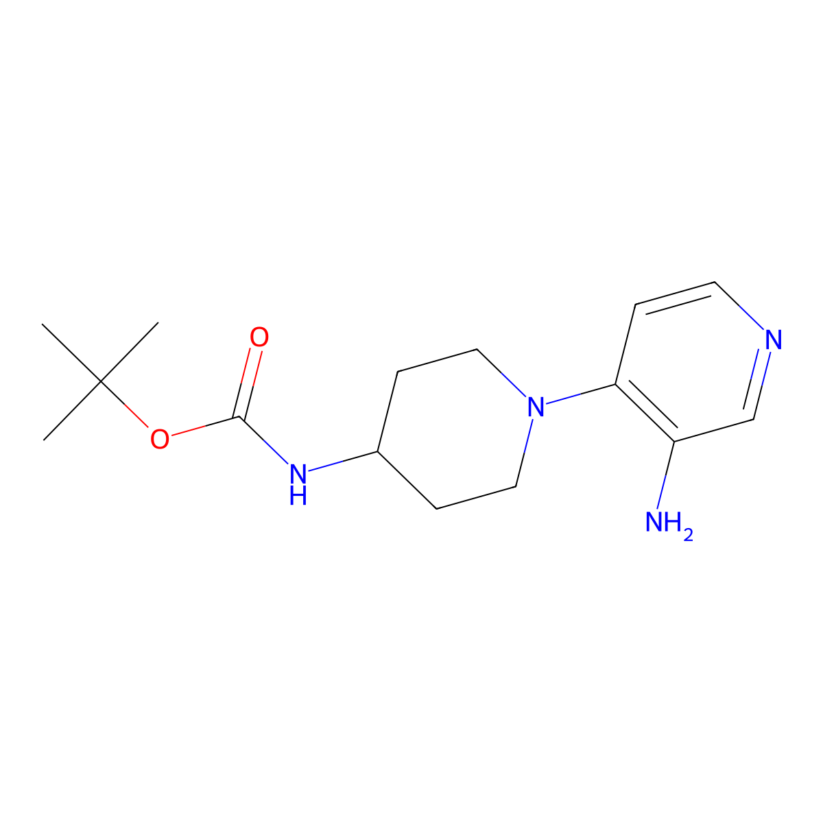 1,1-Dimethylethyl N-[1-(3-amino-4-pyridinyl)-4-piperidinyl]carbamate molecular structure, CAS 1023299-00-4