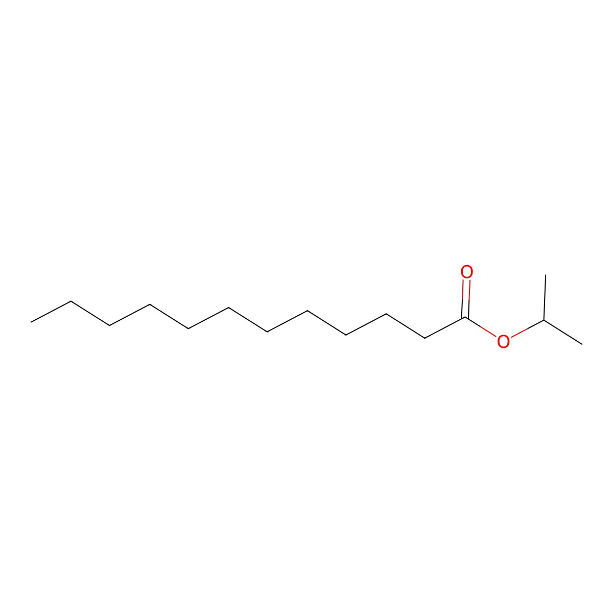 Isopropyl dodecanoate molecular structure, CAS 10233-13-3