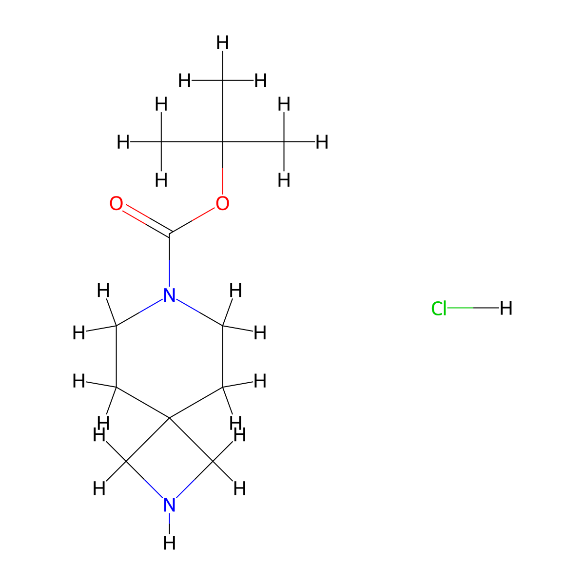 Tert-butyl 2,7-diazaspiro(3.5)nonane-7-carboxylate hydrochloride molecular structure, CAS 1023301-84-9