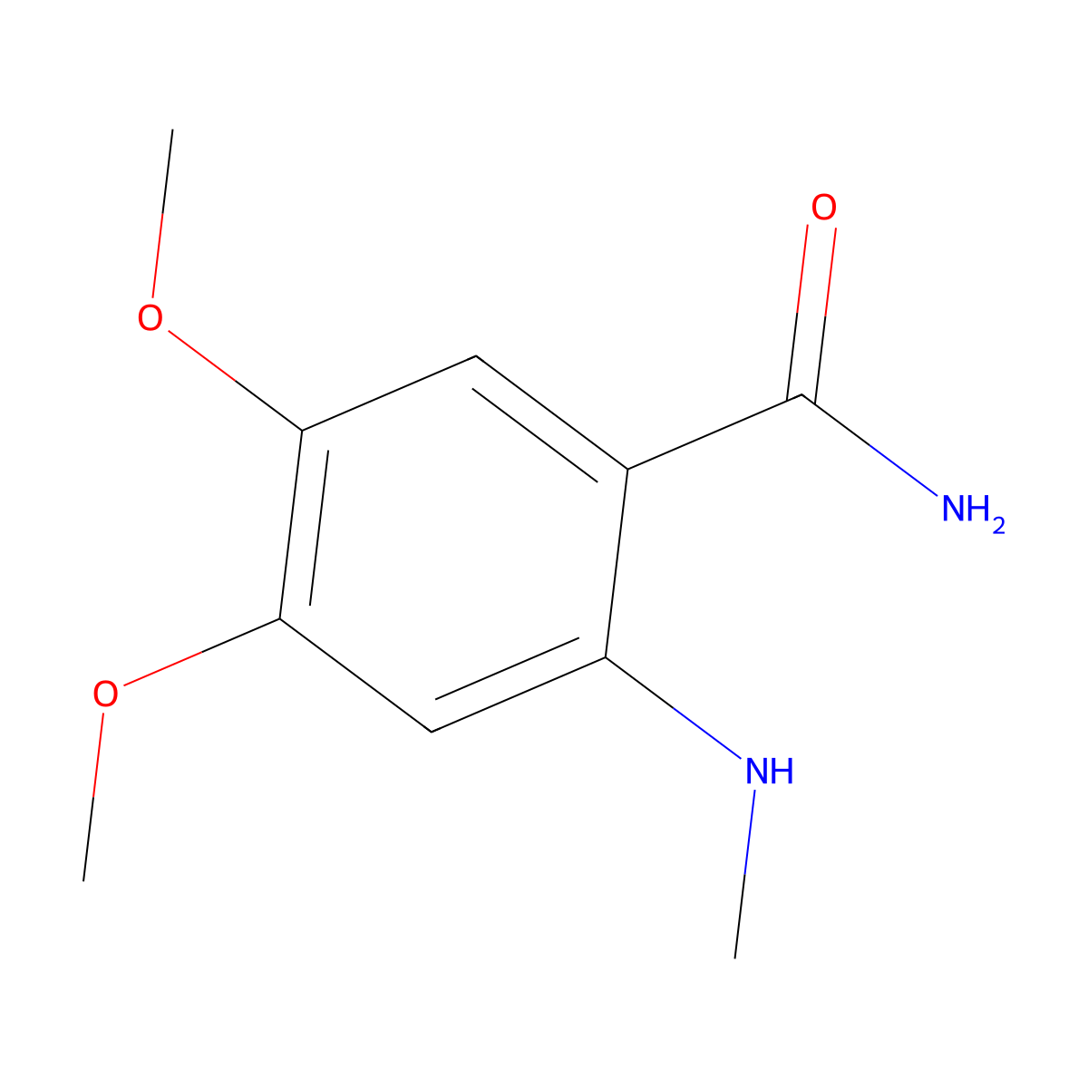 4,5-Dimethoxy-2-(methylamino)benzamide molecular structure, CAS 1023310-14-6