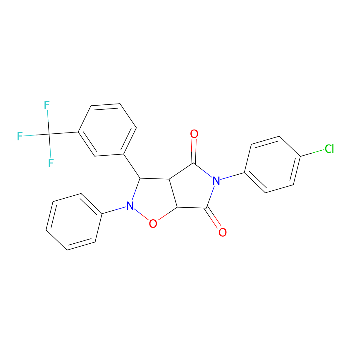5-(4-chlorophenyl)-2-phenyl-3-[3-(trifluoromethyl)phenyl]dihydro-2H-pyrrolo[3,4-d][1,2]oxazole-4,6(3H,5H)-dione molecular structure, CAS 1023352-42-2