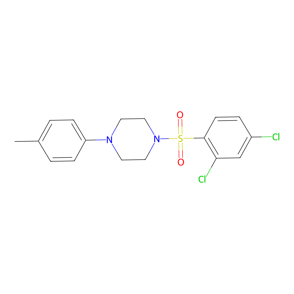 1-(2,4-Dichlorophenyl)sulfonyl-4-(4-methylphenyl)piperazine molecular structure, CAS 1023361-40-1