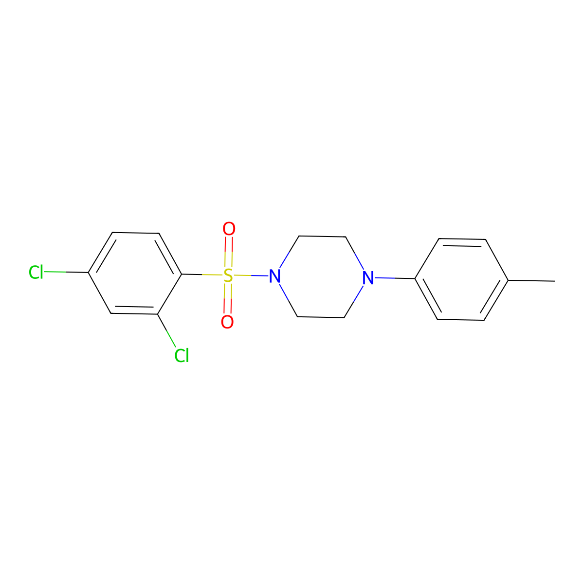 1-(2,4-Dichlorophenyl)sulfonyl-4-(4-methylphenyl)piperazine molecular structure, CAS 1023361-40-1