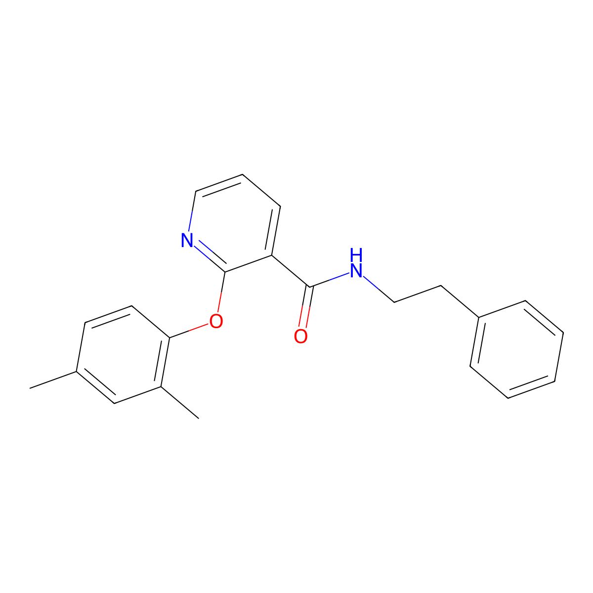 2-(2,4-dimethylphenoxy)-N-(2-phenylethyl)pyridine-3-carboxamide molecular structure, CAS 1023367-11-4