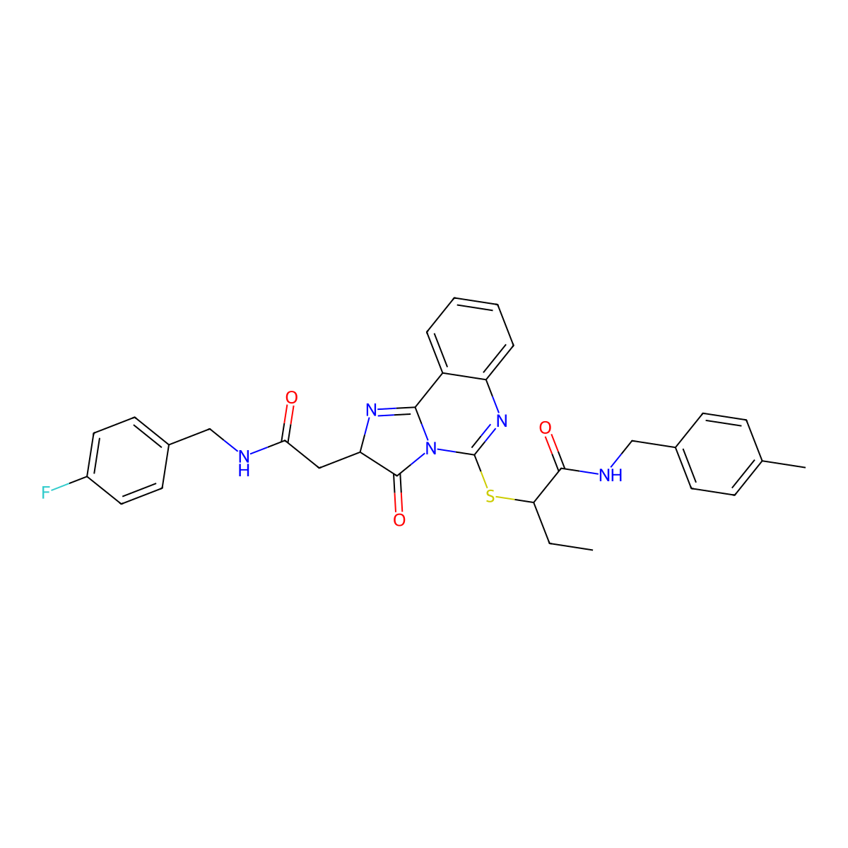 2-[[2-[2-[(4-fluorophenyl)methylamino]-2-oxoethyl]-3-oxo-2H-imidazo[1,2-c]quinazolin-5-yl]sulfanyl]-N-[(4-methylphenyl)methyl]butanamide molecular structure, CAS 1023367-57-8