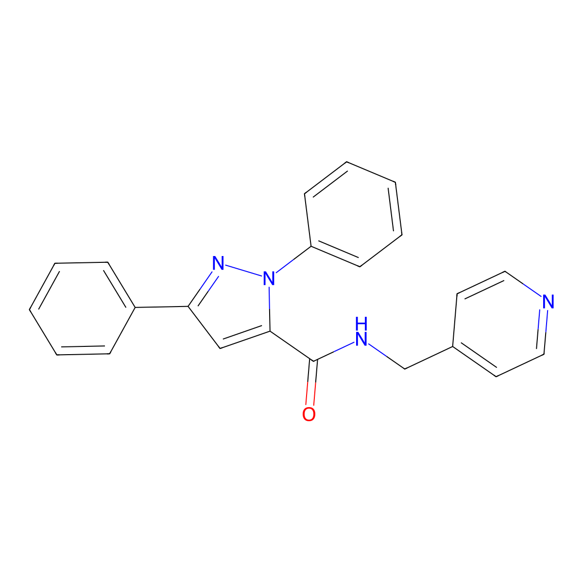 1,3-diphenyl-N-(pyridin-4-ylmethyl)-1H-pyrazole-5-carboxamide molecular structure, CAS 1023374-72-2