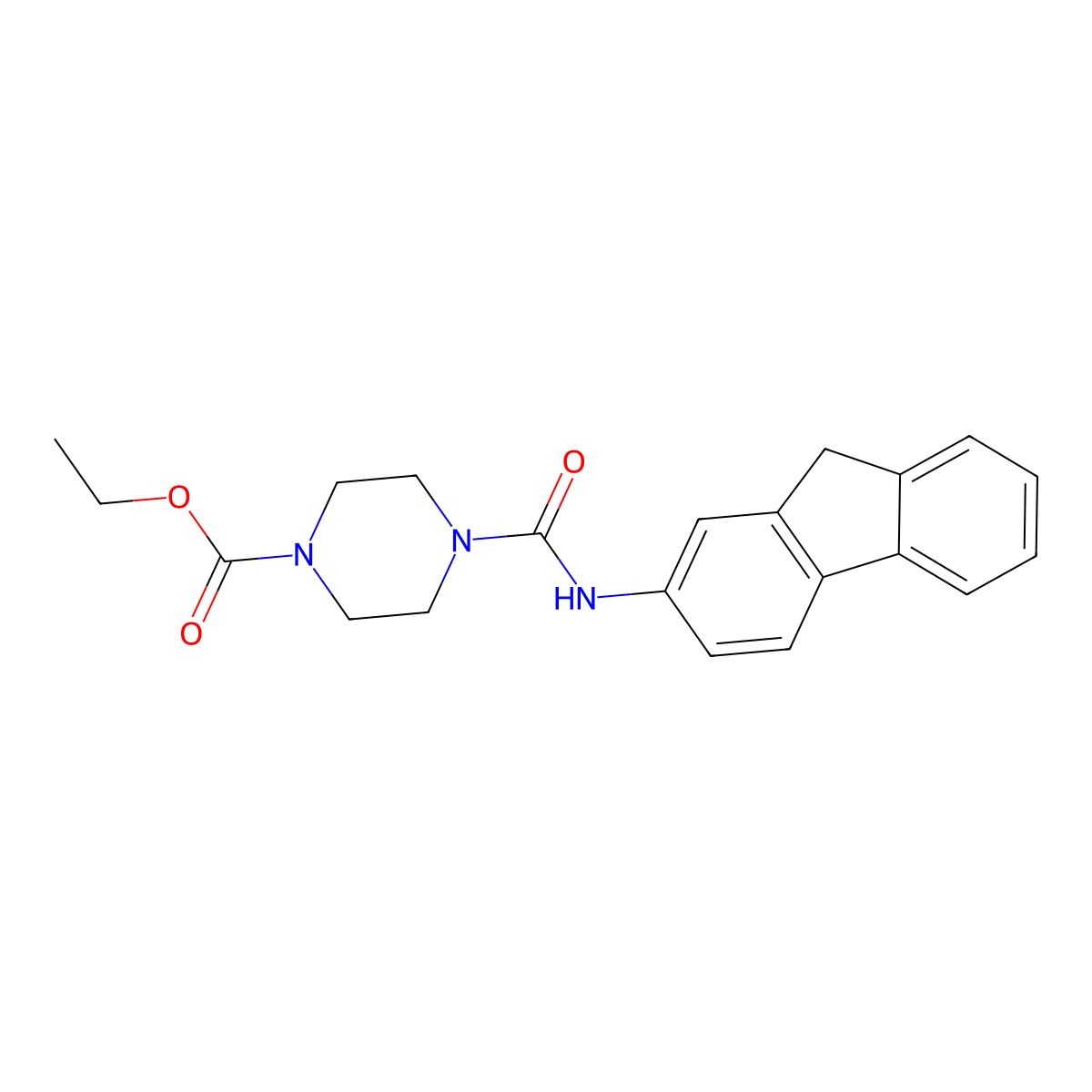 Ethyl 4-(9H-fluoren-2-ylcarbamoyl)piperazine-1-carboxylate molecular structure, CAS 1023384-02-2