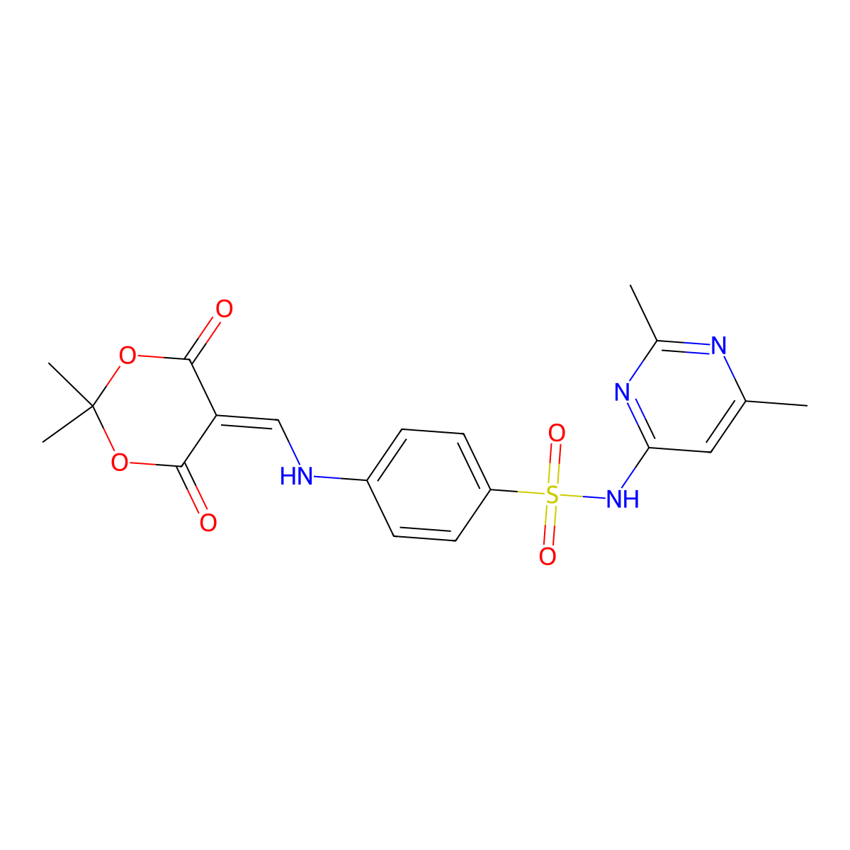 5-(((4-(((2,6-Dimethylpyrimidin-4-YL)amino)sulfonyl)phenyl)amino)methylene)-2,2-dimethyl-1,3-dioxane-4,6-dione molecular structure, CAS 1023388-56-8