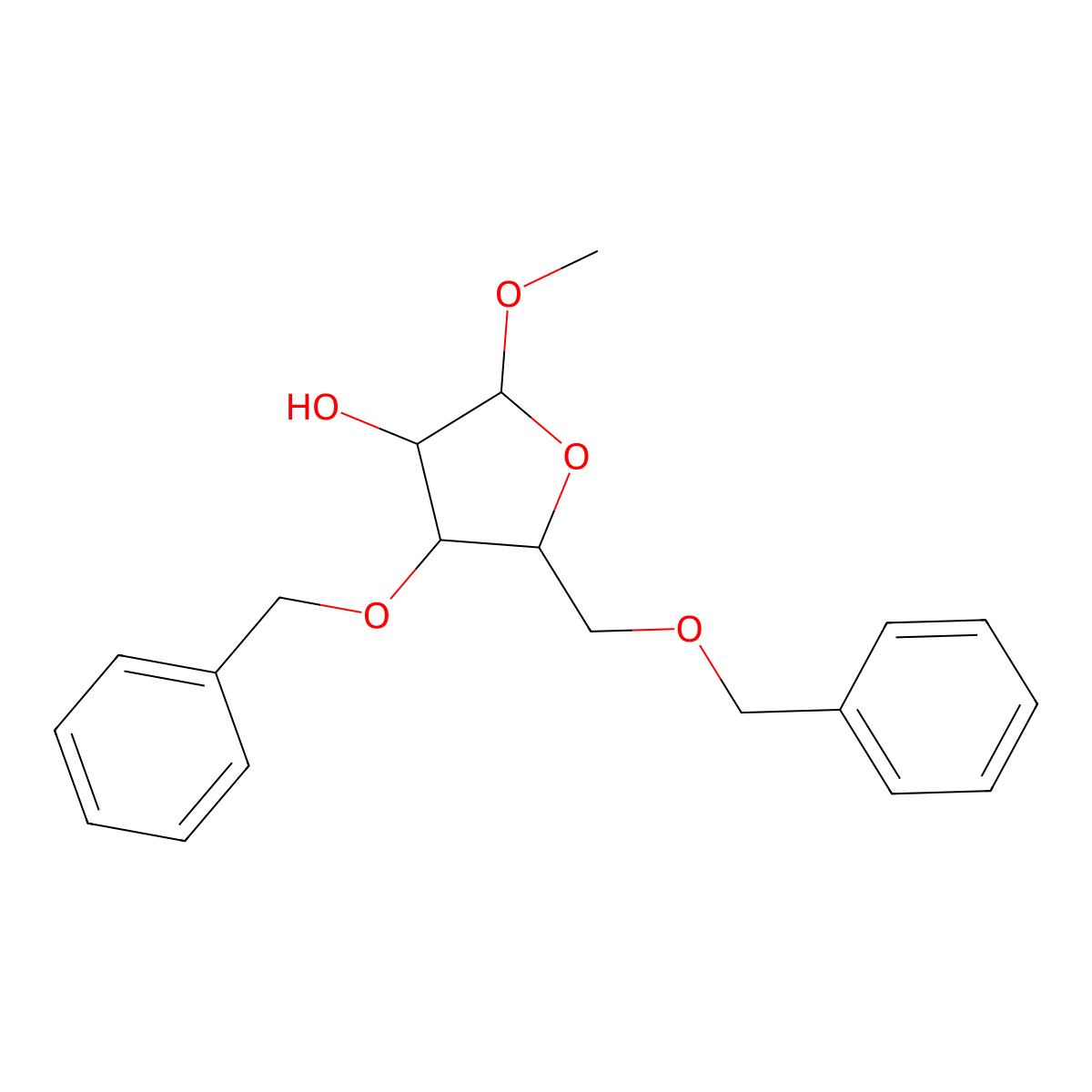 Methyl 3,5-di-O-benzyl-D-xylofuranoside molecular structure, CAS 102339-30-0