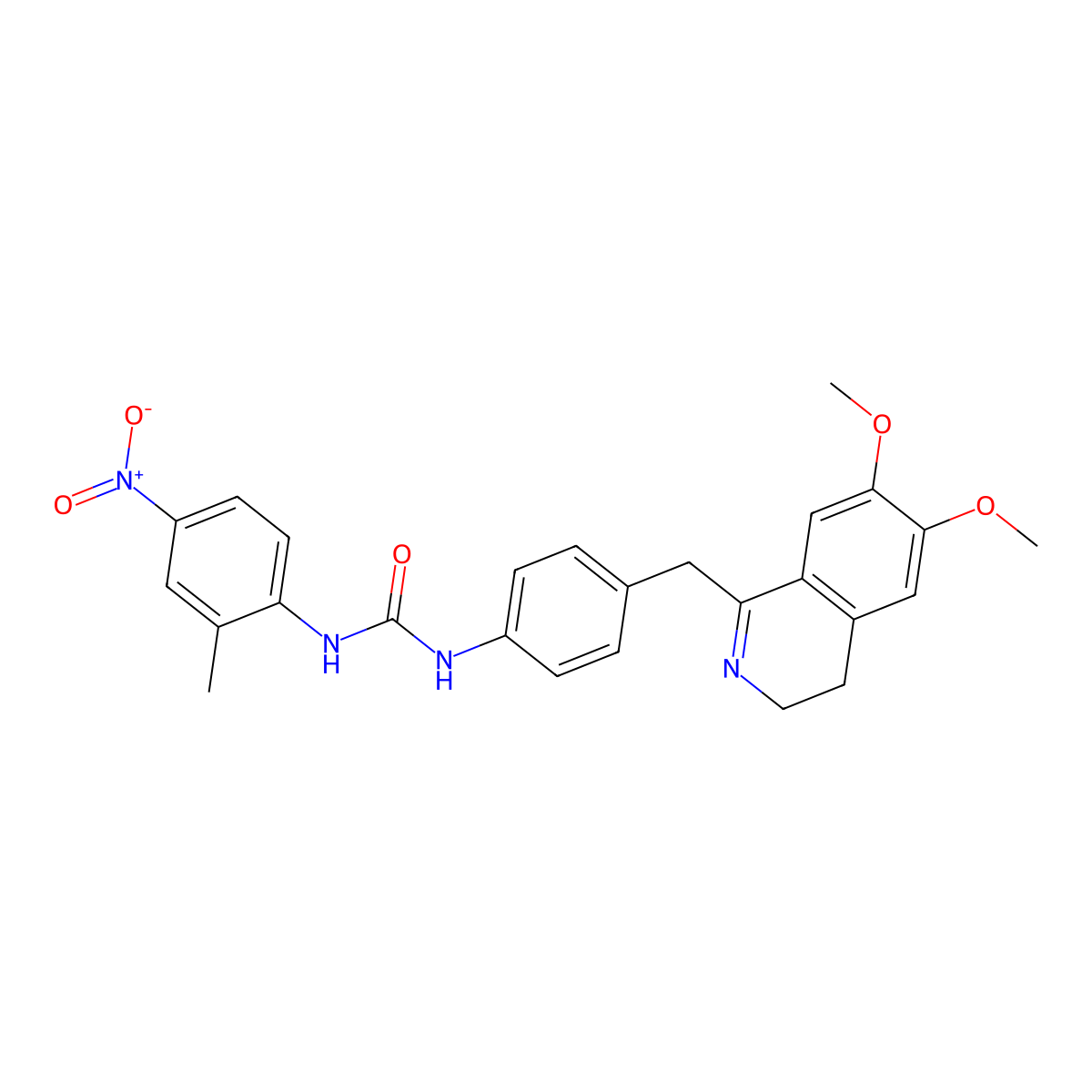 1-[4-[(6,7-Dimethoxy-3,4-dihydroisoquinolin-1-yl)methyl]phenyl]-3-(2-methyl-4-nitrophenyl)urea molecular structure, CAS 1023409-81-5
