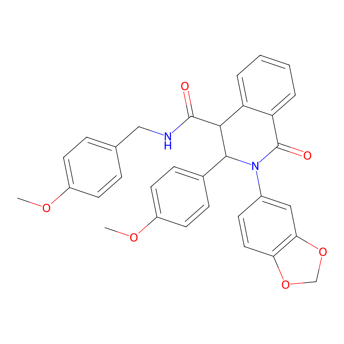 2-(1,3-benzodioxol-5-yl)-3-(4-methoxyphenyl)-N-[(4-methoxyphenyl)methyl]-1-oxo-3,4-dihydroisoquinoline-4-carboxamide molecular structure, CAS 1023415-57-7