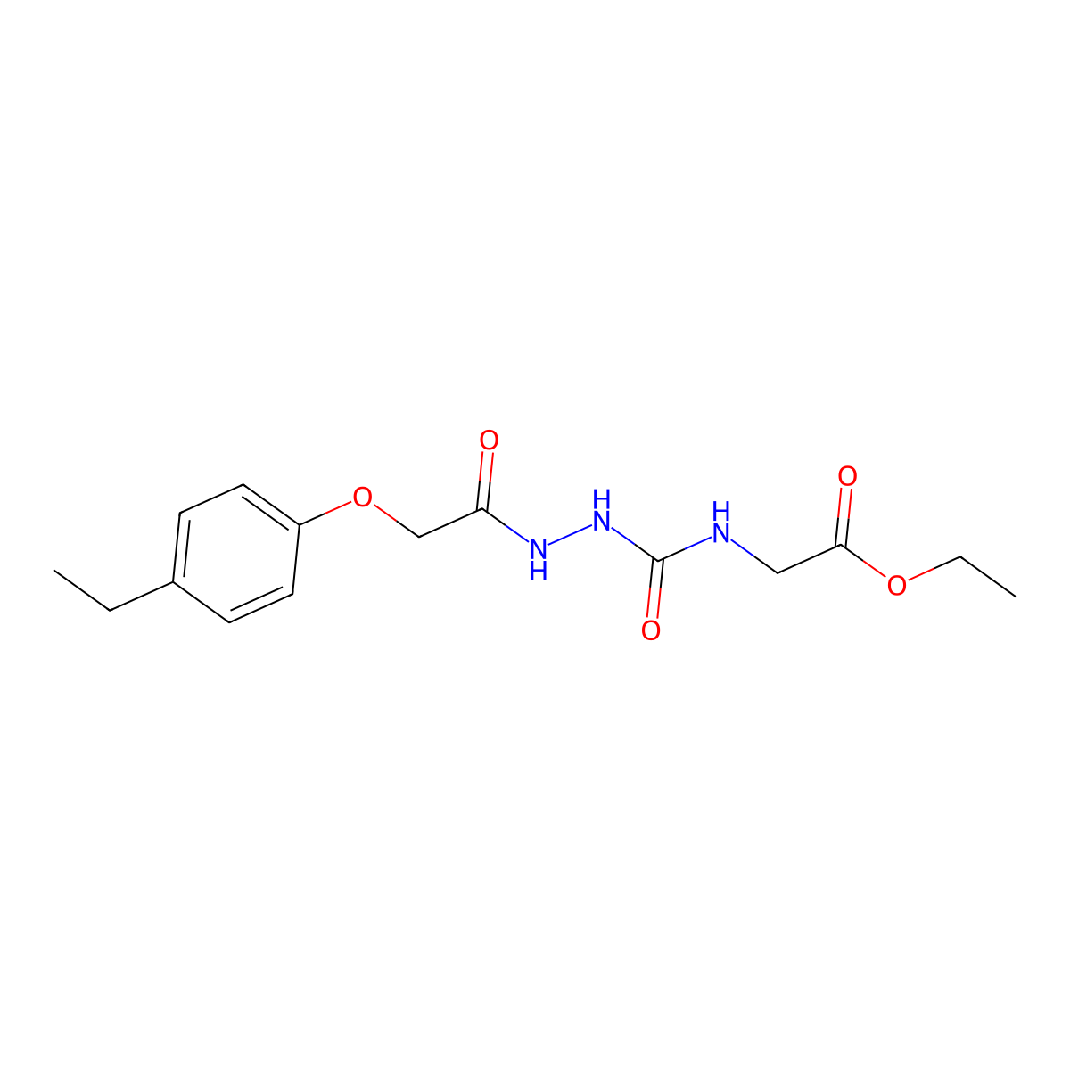 Ethyl 2-((N-(2-(4-ethylphenoxy)acetylamino)carbamoyl)amino)acetate molecular structure, CAS 1023422-65-2