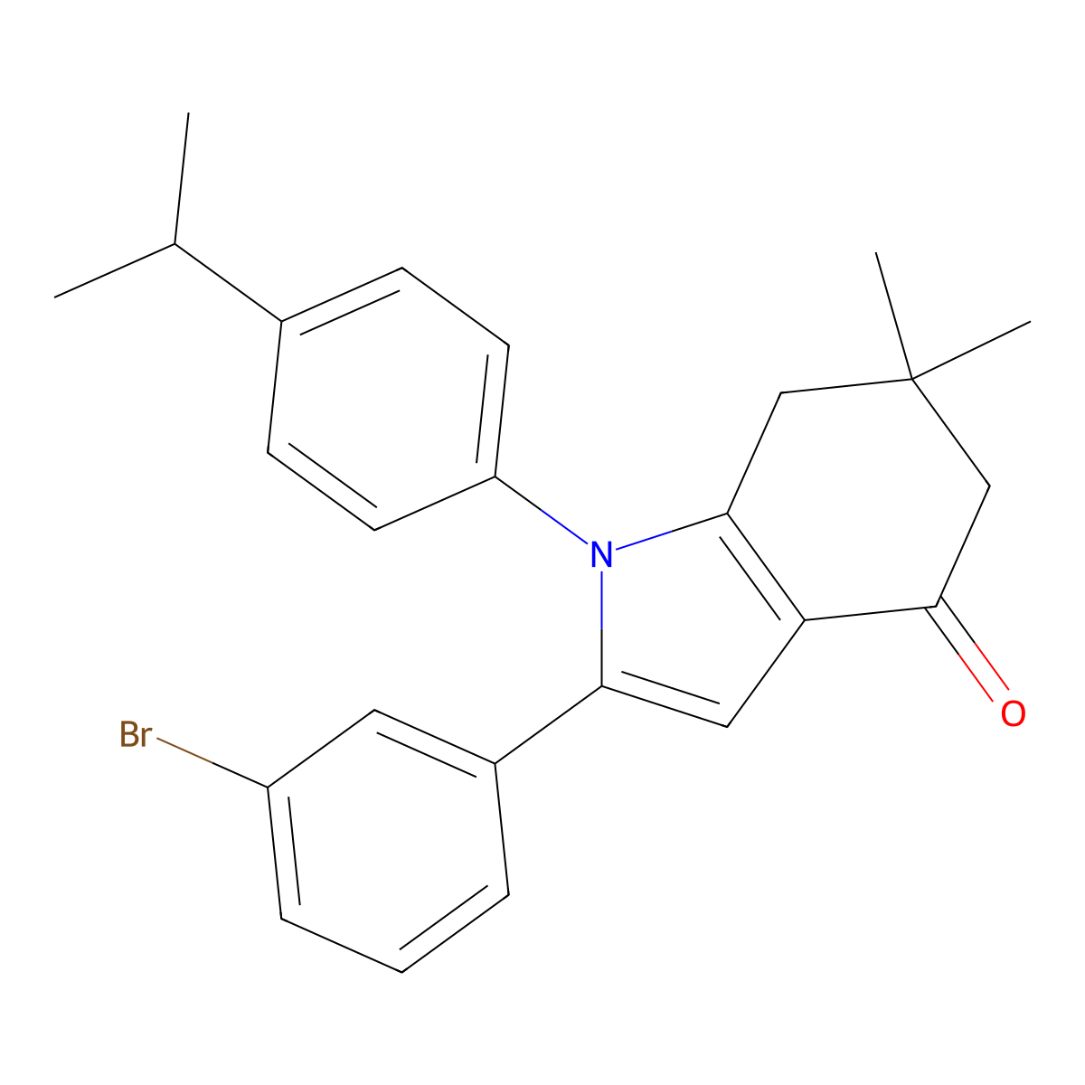 2-(3-Bromophenyl)-6,6-dimethyl-1-(4-propan-2-ylphenyl)-5,7-dihydroindol-4-one molecular structure, CAS 1023426-41-6