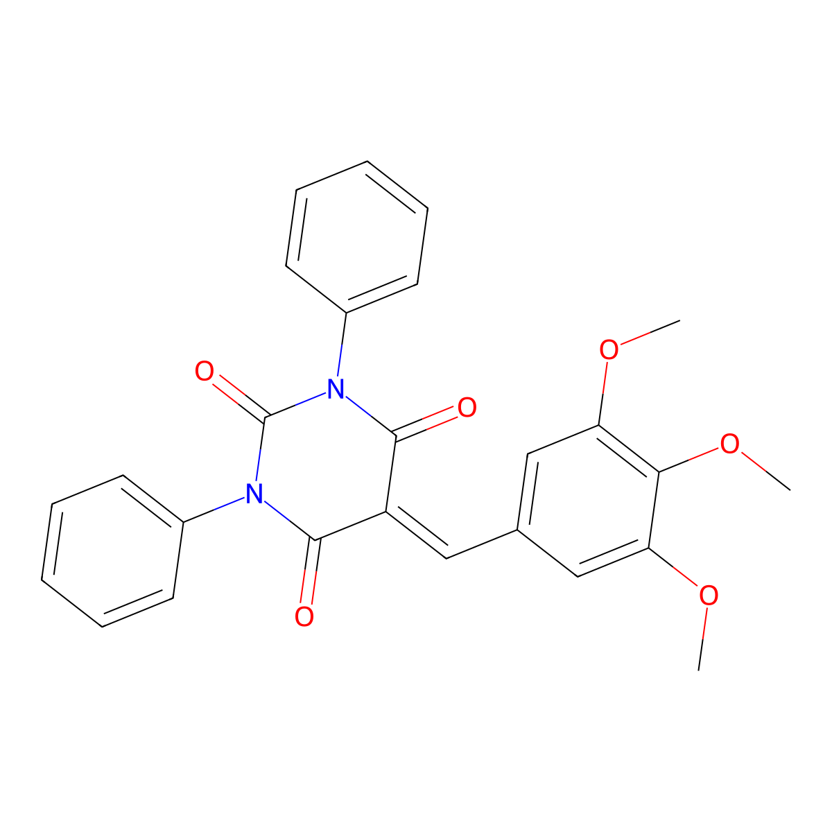 1,3-Diphenyl-5-[(3,4,5-trimethoxyphenyl)methylidene]-1,3-diazinane-2,4,6-trione molecular structure, CAS 1023431-49-3